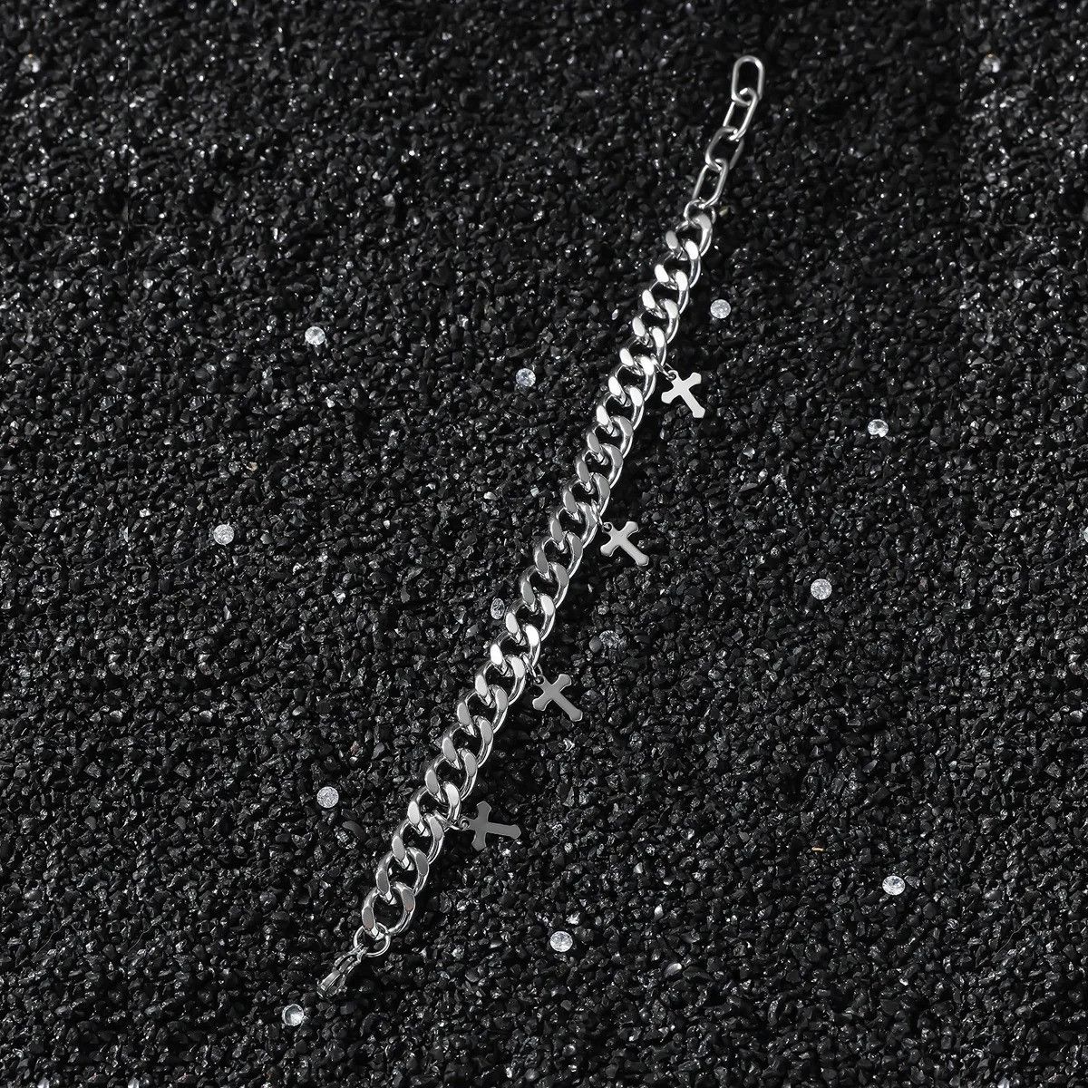 Jewelry Hip-Hop Cross Stainless Steel Plating Bracelet Size ONE SIZE - 3 Thumbnail