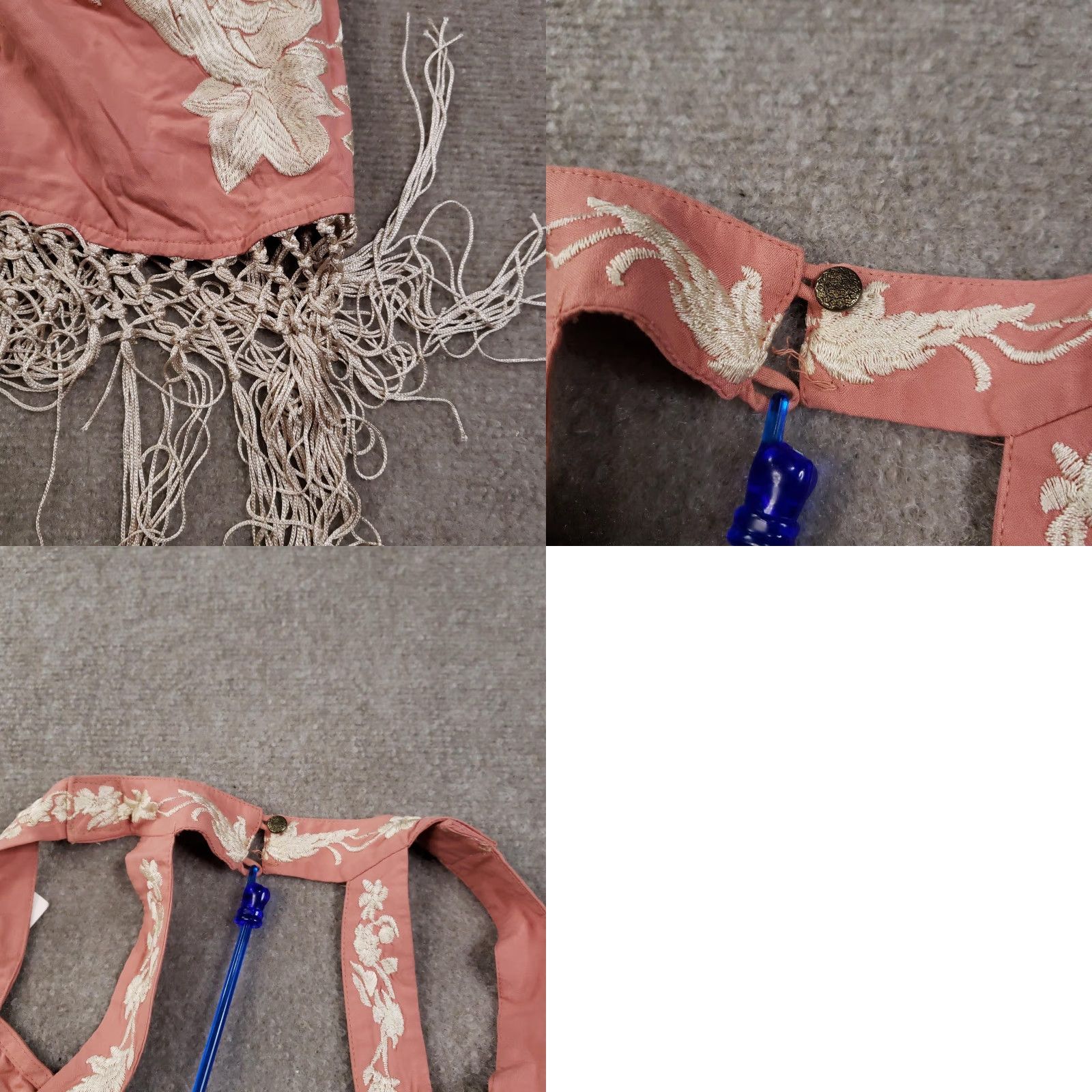 Anthropologie Anthropologie Dress Womens 8 Pink Rose Halter Embroidered Floral Fringe Hem Belt Size M / US 6-8 / IT 42-44 - 10 Thumbnail