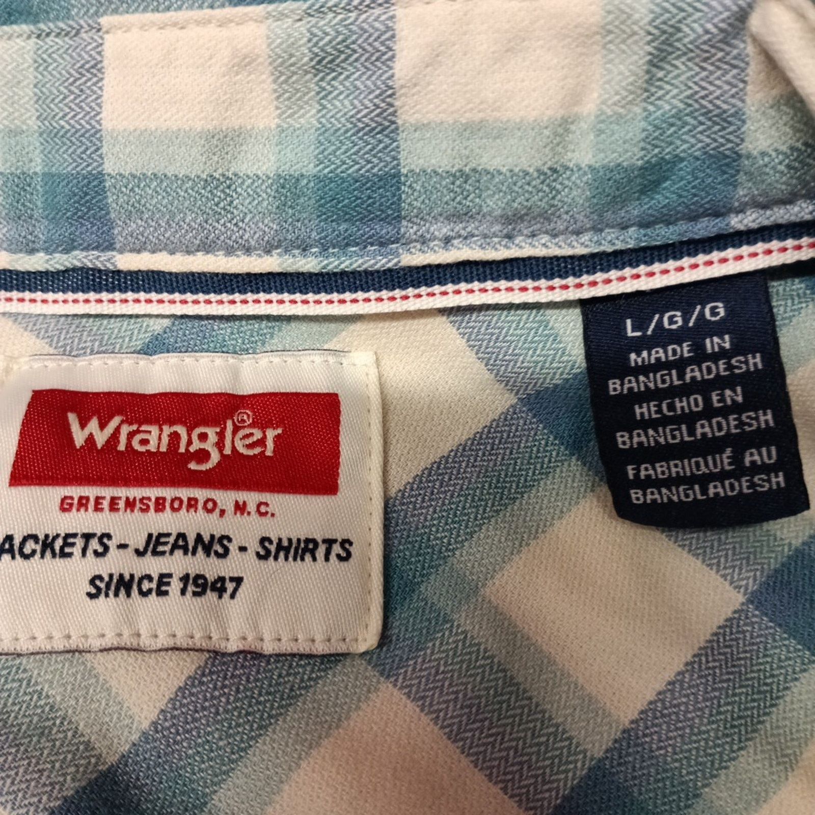 Wrangler Wrangler Cowboy Wash Twill Shirt Men's L Nile Blue Checkered Size US L / EU 52-54 / 3 - 4 Thumbnail