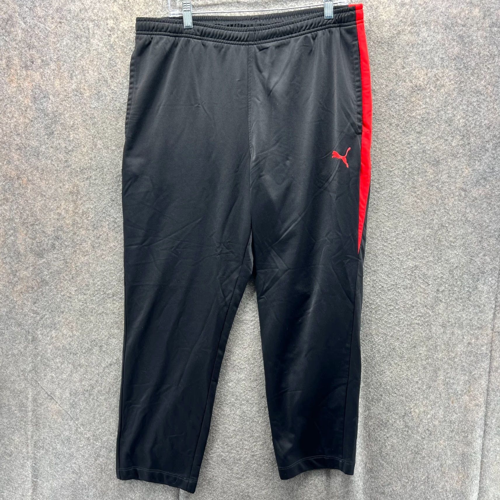 Puma VINTAGE Puma Pants Mens XL Black Red Stripe Athletic Track Polyester Logo Size US 36 / EU 52 - 2 Thumbnail