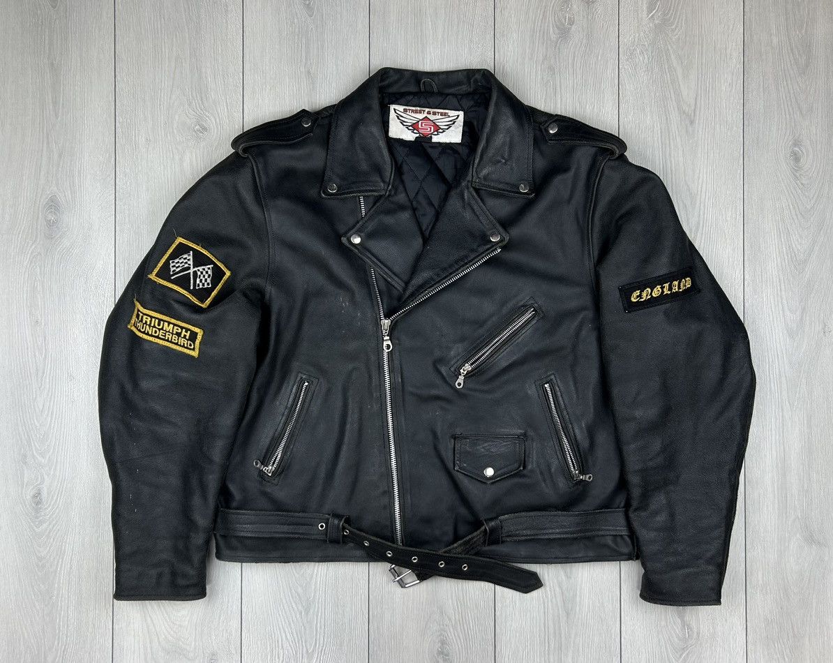 Vintage Vintage Leather Heavy Biker Jacket Black Size XL Size US XL / EU 56 / 4 - 1 Thumbnail