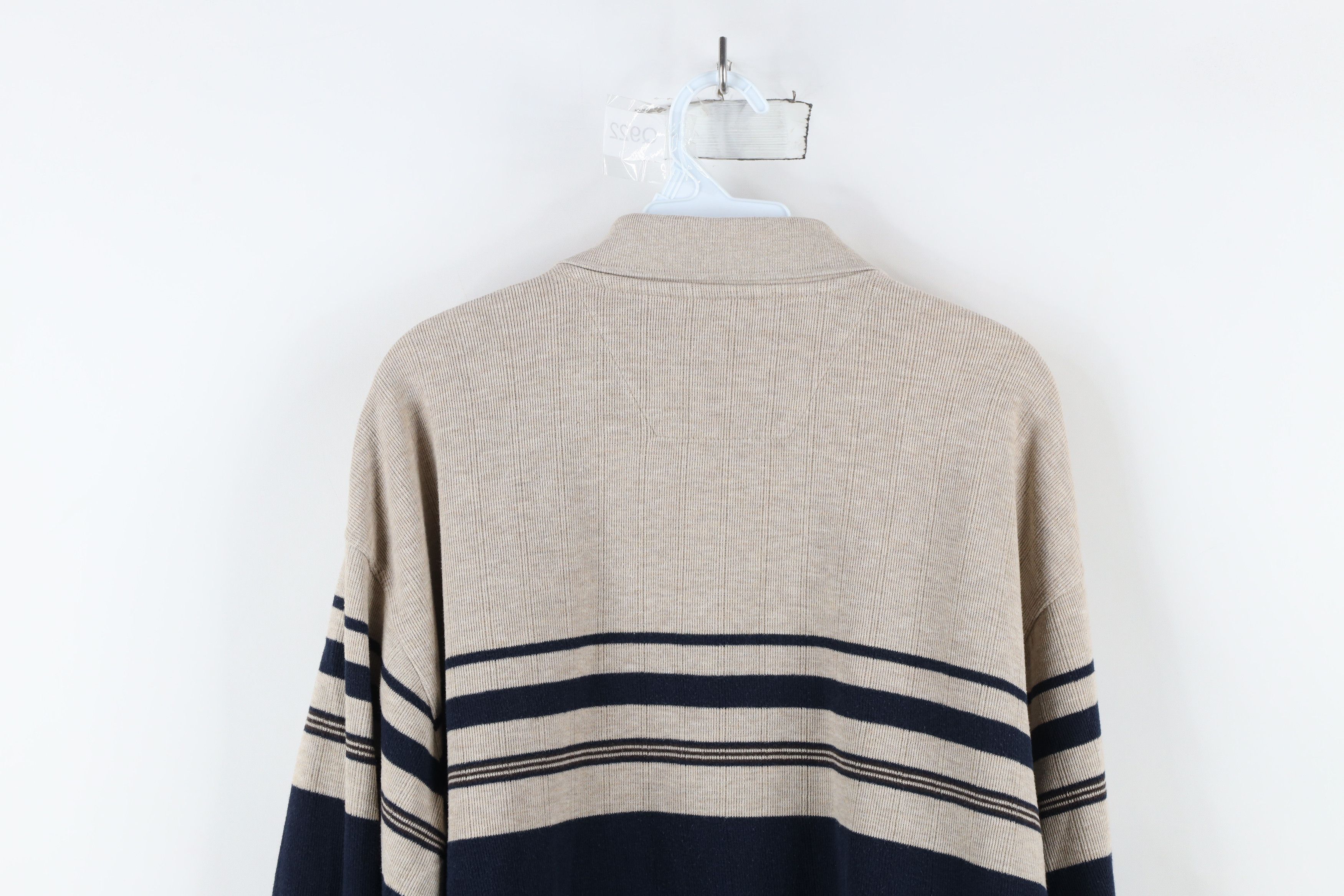 Vintage Vintage 90s Streetwear Striped Ribbed Knit Long Sleeve Polo Size US XL / EU 56 / 4 - 9 Thumbnail