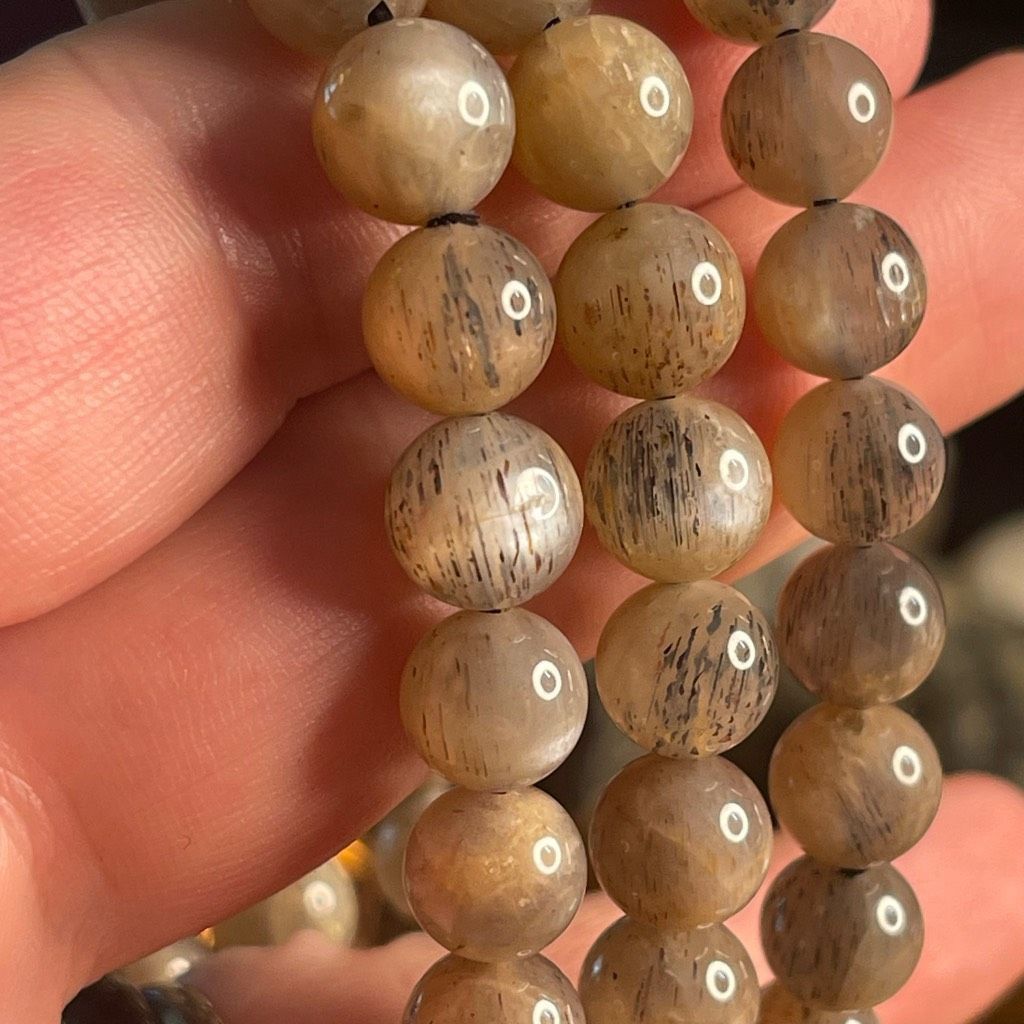 Other Skeleton skeletal moonstone stretch beaded bracelet 7” crystal healing beads 8mm ONE NEW Size ONE SIZE - 7 Thumbnail