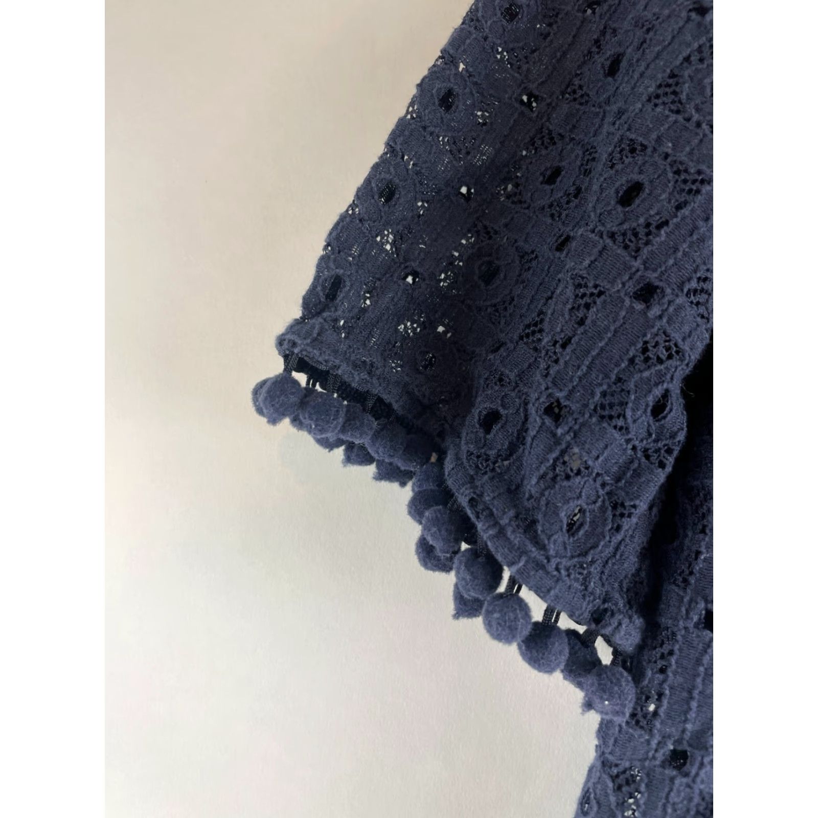 Banana Republic Banana Republic Lace T-Shirt Women's XS Navy Blue Crochet Pom Poms Lined Size XS / US 0-2 / IT 36-38 - 5 Thumbnail