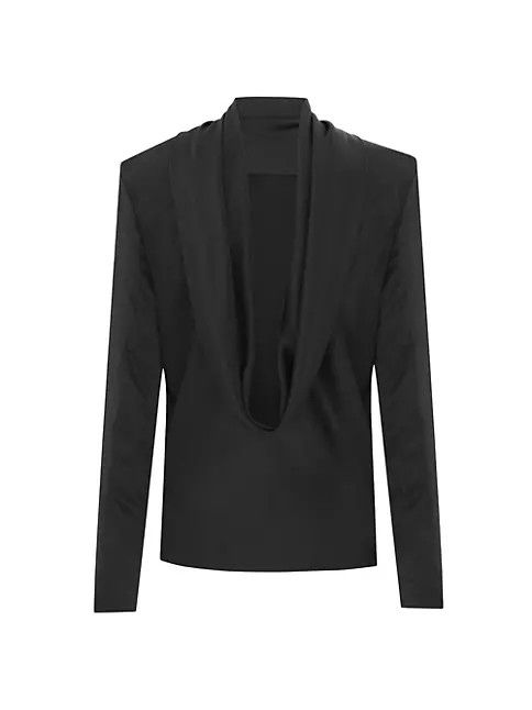 Saint Laurent Paris o1s1wg111124 Cowl-Back Blouse in Silk Satin in Black Size XS / US 0-2 / IT 36-38 - 2 Thumbnail