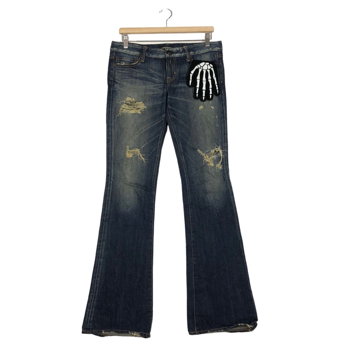 Japanese Brand 🔥90’s VINTAGE BOW CUT DISTRESSED DENIM JEANS MOUSSY JAPAN Size US 30 / EU 46 - 2 Thumbnail