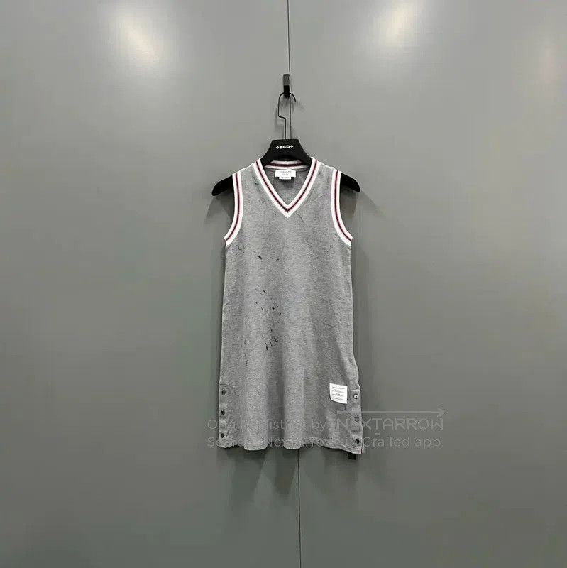 Thom Browne Thom Browne Summer Gray Cotton Midi Dress . Size XXS / US 00 / IT 34 - 1 Thumbnail