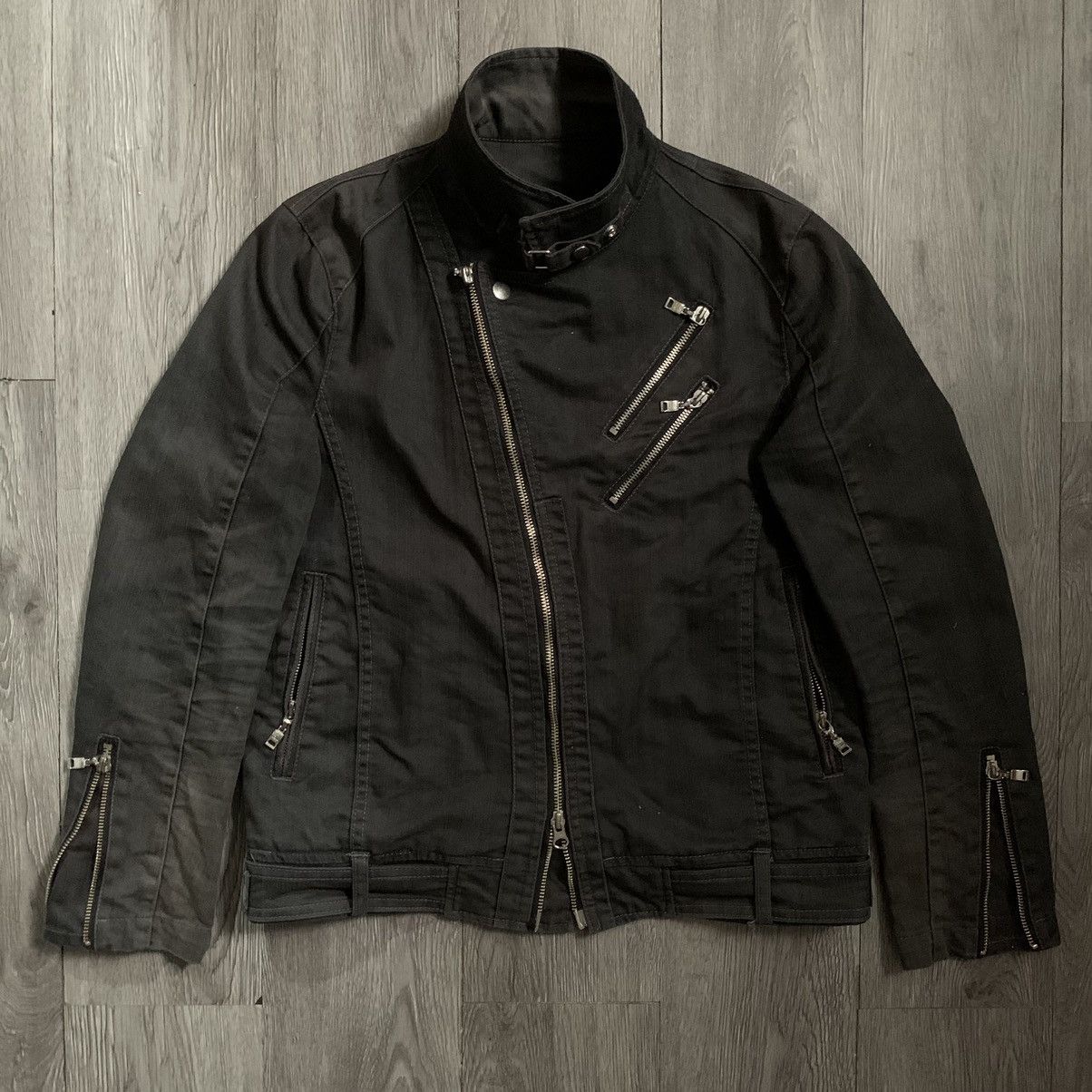 image of If Six Was Nine Semantic Design Biker Multi Zipper Jacket in Black, Men's (Size Medium)