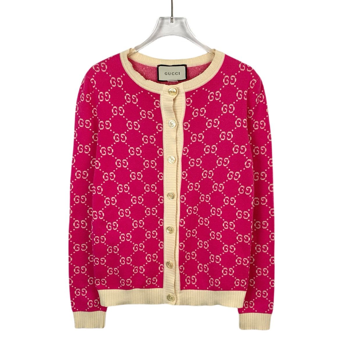 Gucci Pink Logo Jacquard All Over Print Cardigan Jacket