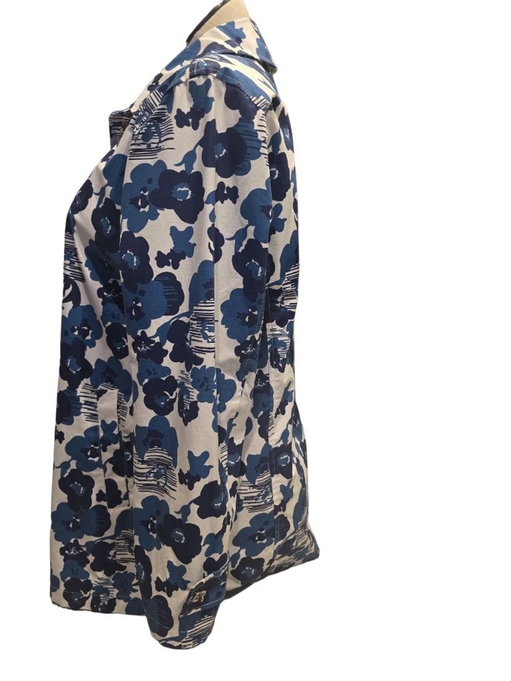 Other Women's Dennis Basso Floral Jacket L White Blue Button Front Size L / US 10 / IT 46 - 2 Thumbnail