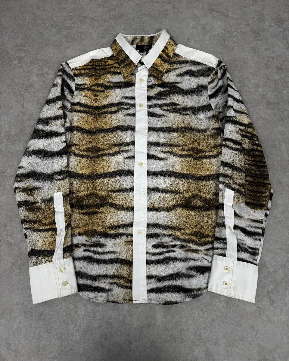 Just Cavalli 2000s Cavalli Safari White Savage Shirt Size US M / EU 48-50 / 2 - 1 Thumbnail