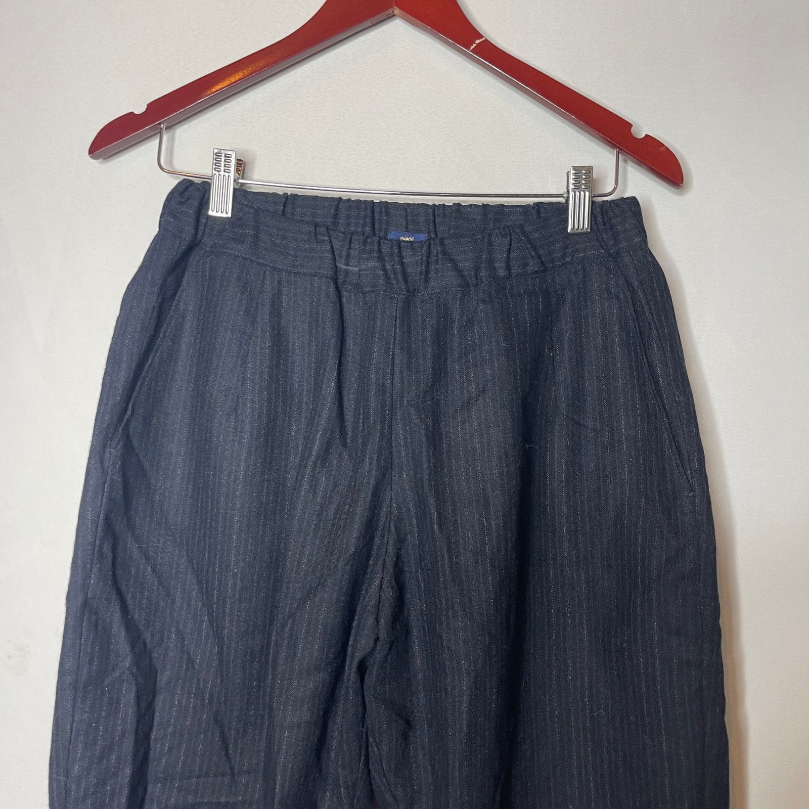 Other Makie 100% wool black pinstripe pull on crop wide leg pants Size 24" / US 00 / IT 34 - 3 Thumbnail