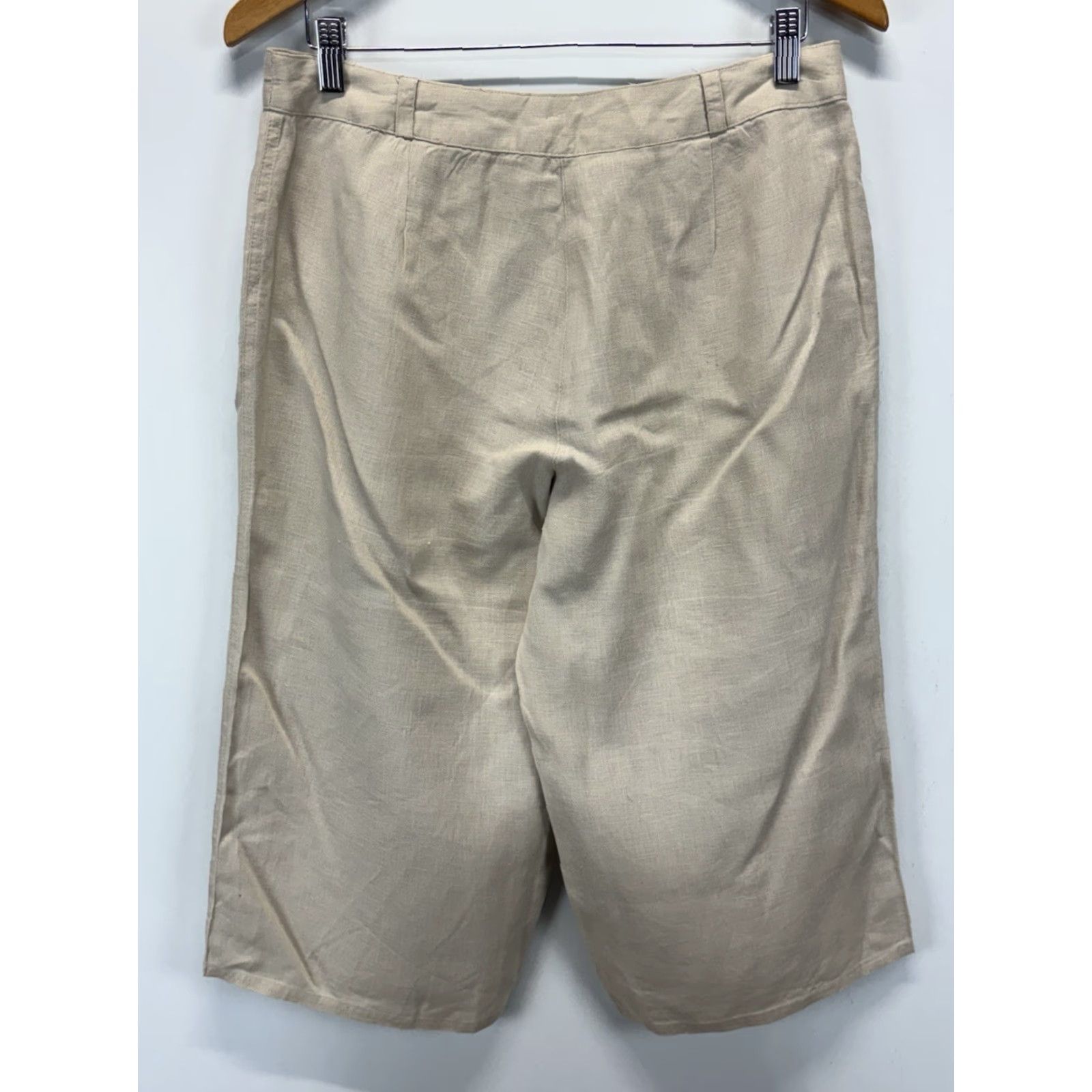 Vintage Ecologie Linen Culotte Pants Women’s Sz 10 Beige Wide Leg Lined 30x18 Coastal Size 32" / US 10 / IT 46 - 3 Thumbnail