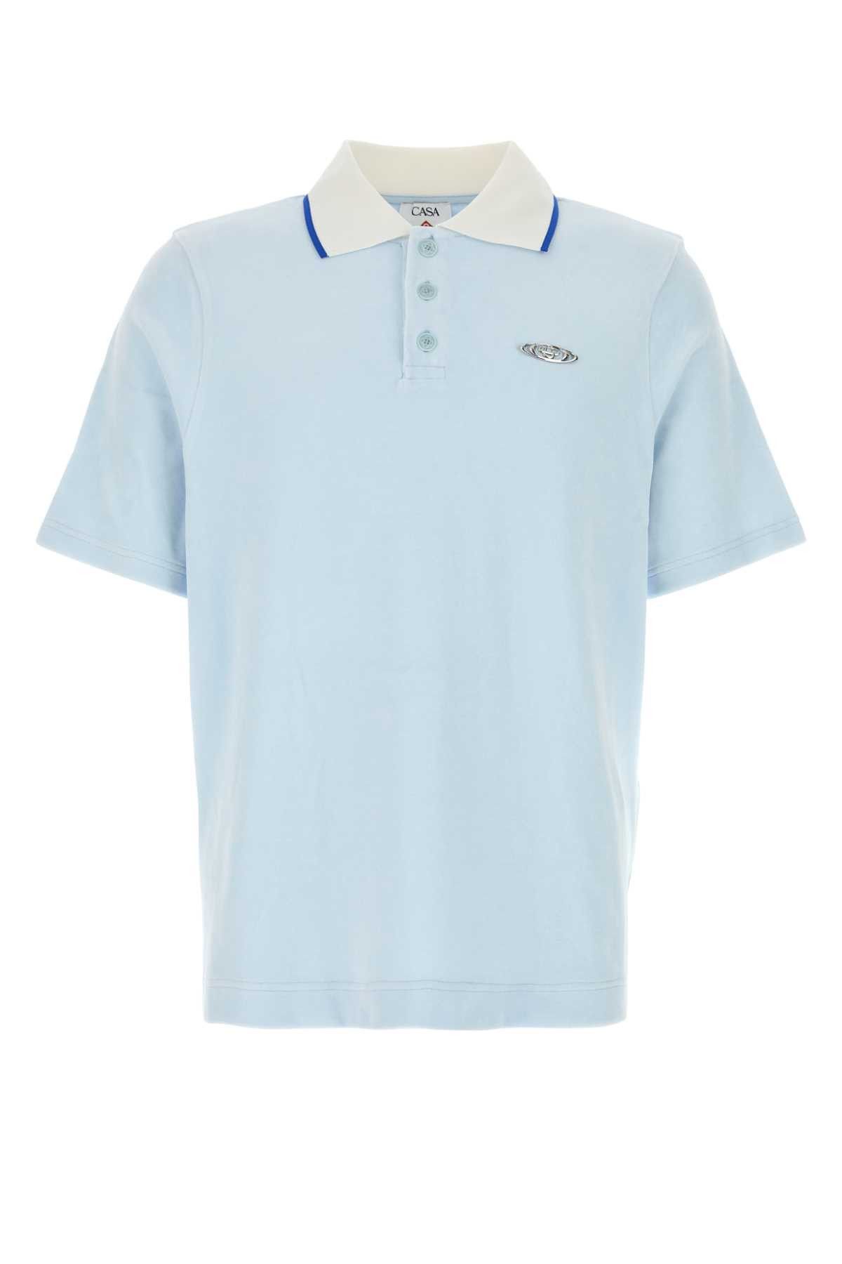 Casablanca Pastel Light Blue Velvet Polo Shirt Size US L / EU 52-54 / 3 - 1 Thumbnail