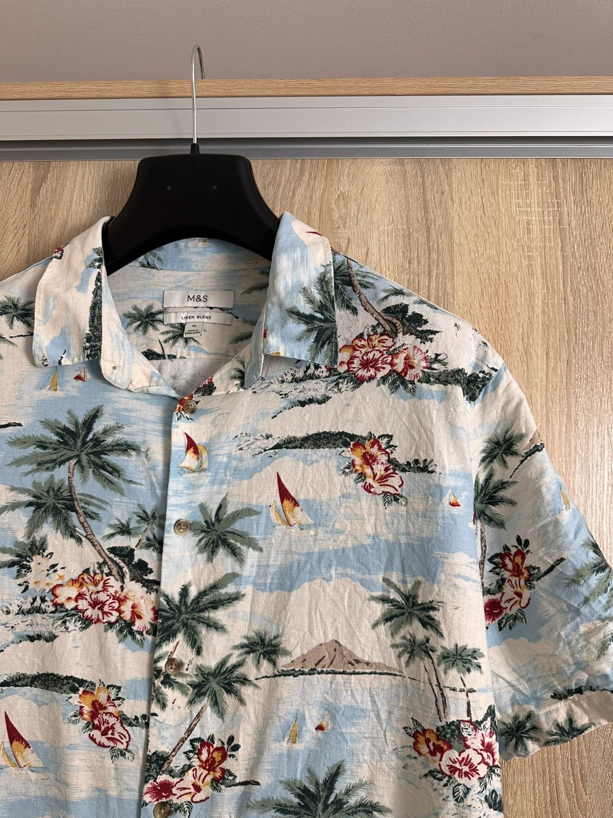 Marks & Spencer 🔥 Marks Spencer Linen Blend Hawaiian Button Up Shirt Art Y2K Size US XL / EU 56 / 4 - 3 Thumbnail