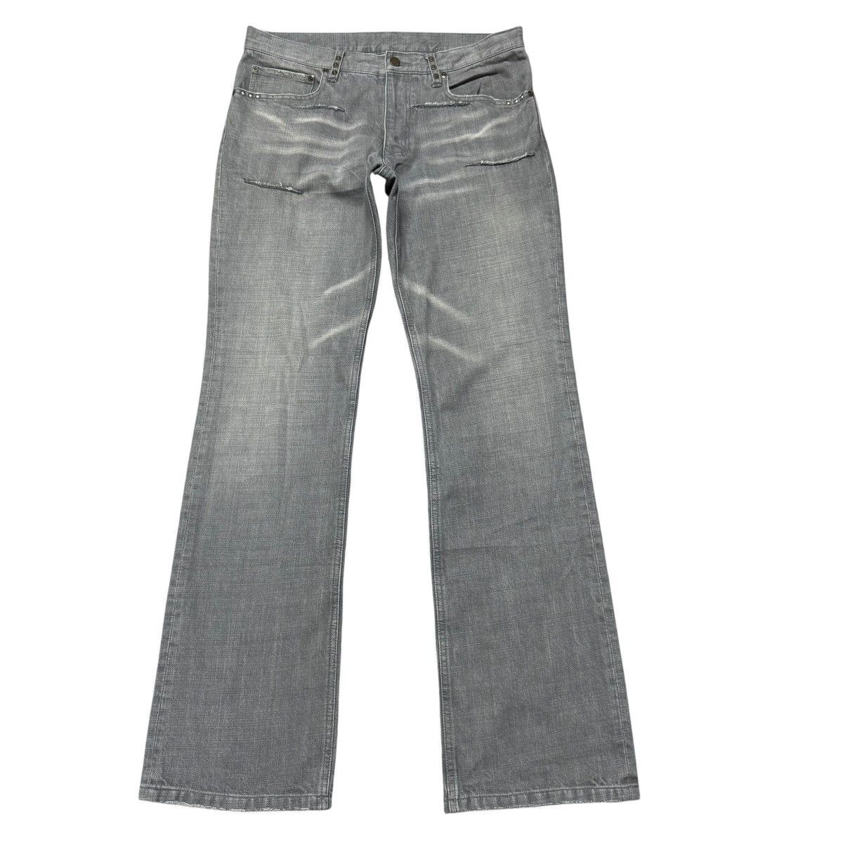 Japanese Brand Monsieur Nicole Denim Flare Jeans Studded Size US 33 - 2 Thumbnail