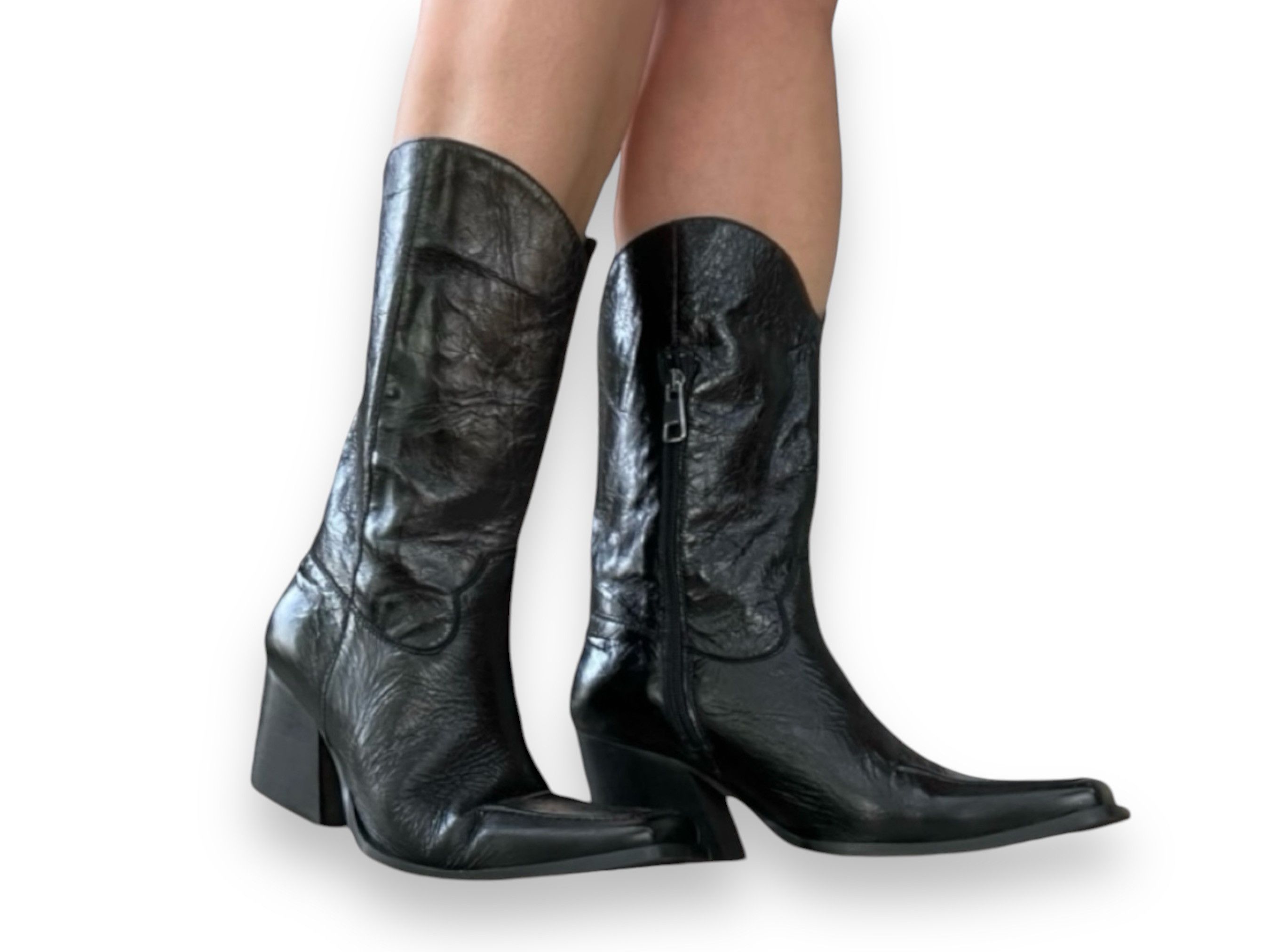 Vintage Vintage Leather Designer Leather Boots Square Toe Size US 9.5 / IT 39.5 - 7 Thumbnail