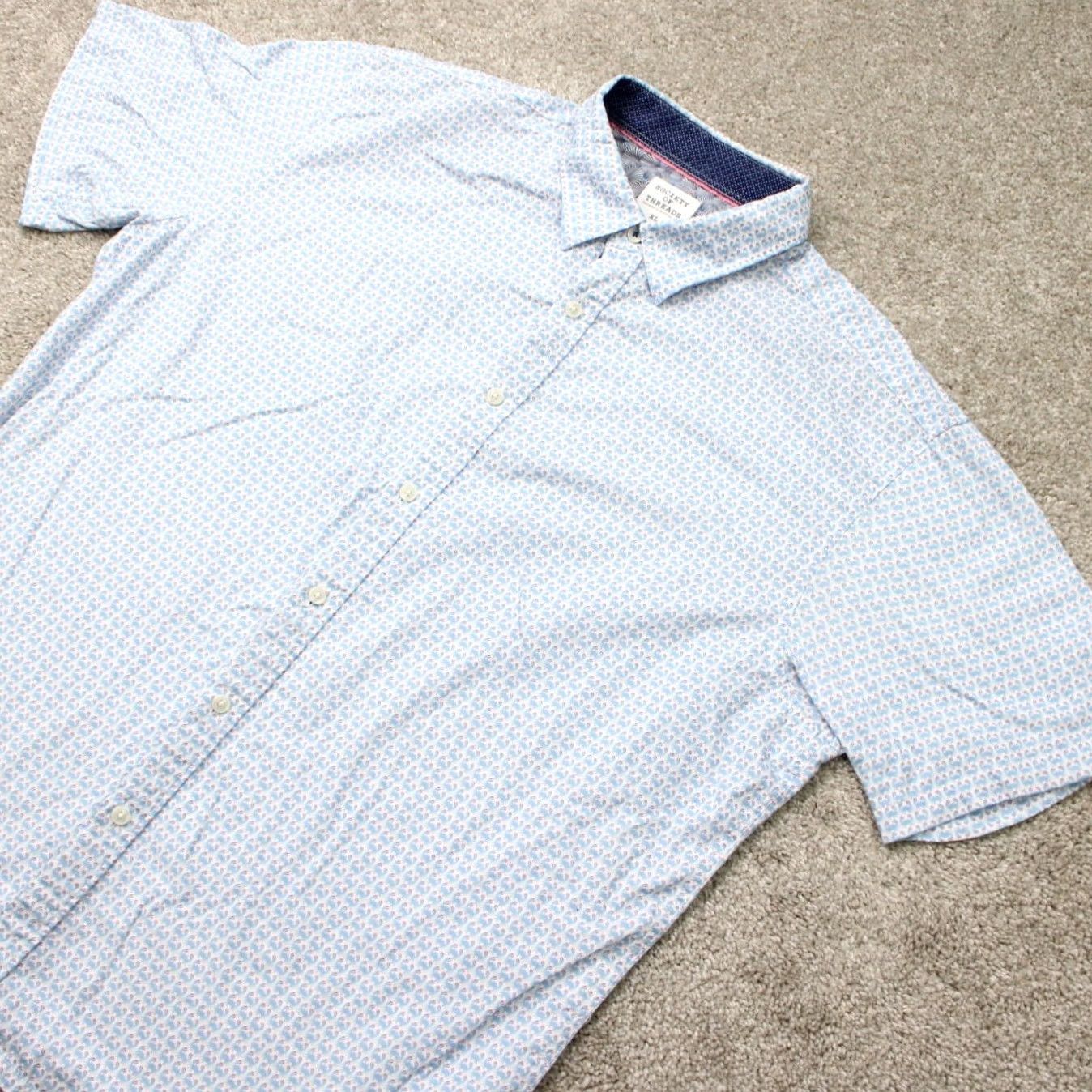 Vintage Society of Threads Shirt Mens XL Blue Crab All Over Print S/S Button-Up Graphic Print Casual Cotton Blend Twill Lightweight Breathable Non-Iron Size US XL / EU 56 / 4 - 4 Thumbnail