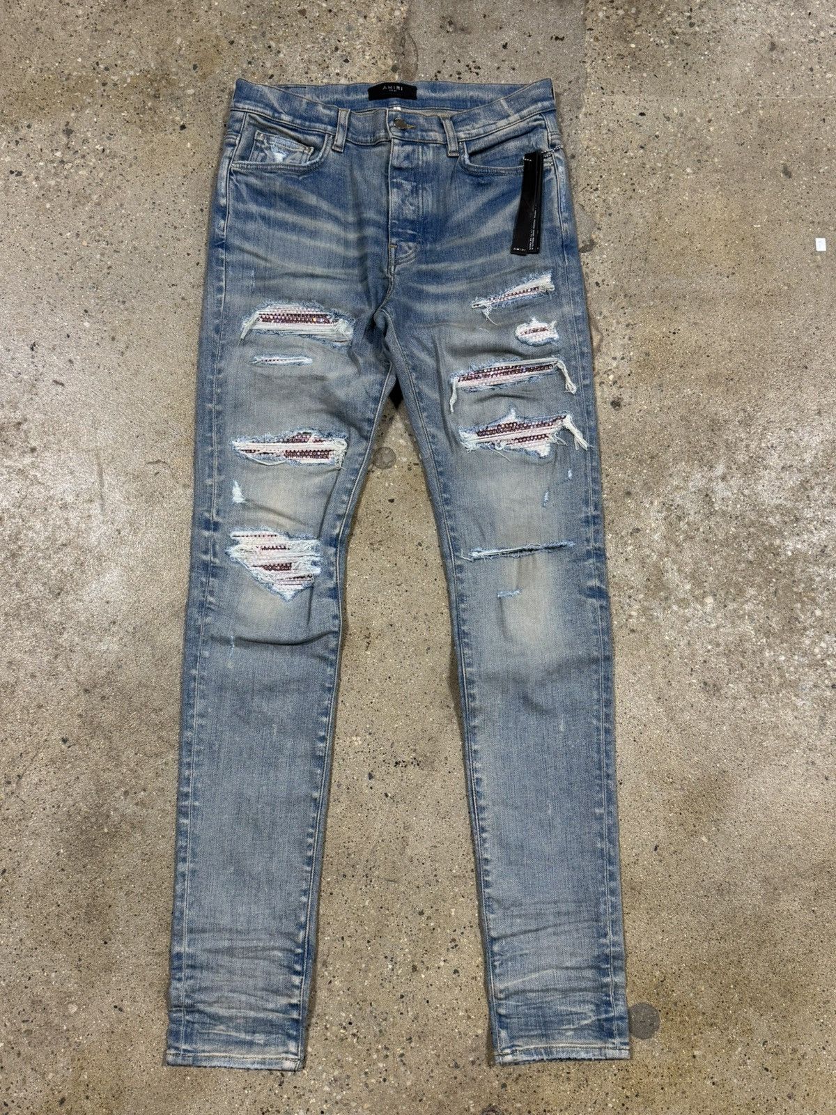 Amiri Crystal Thrasher Clay Indigo Jeans NEW 2800$