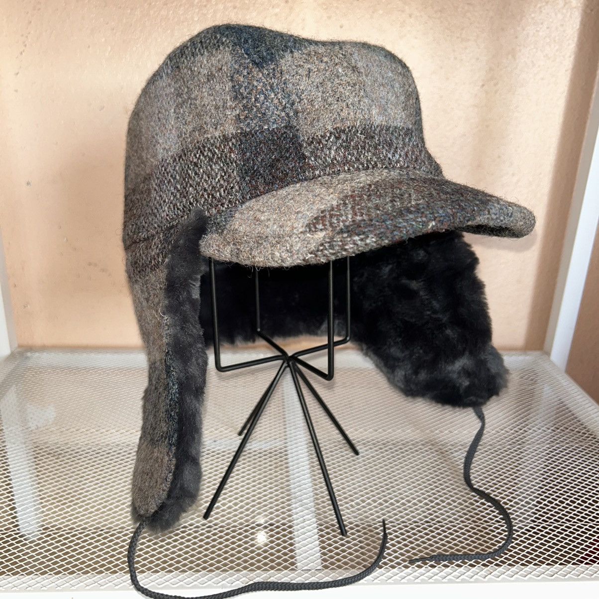 Harris Tweed Mistral x Harris Tweed Wool Hat Aviator Faux Fur Ear Flaps Size ONE SIZE - 2 Thumbnail