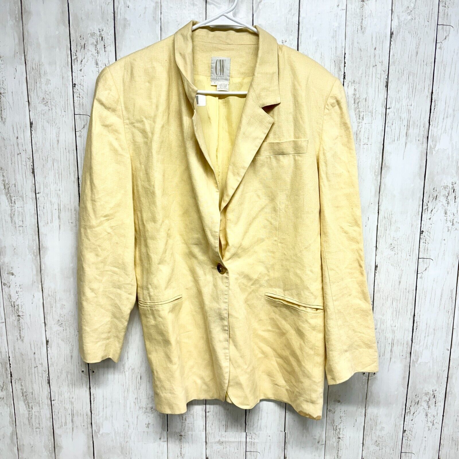 Vintage Clifford & Willis Suit Jacket 8 Yellow Single Breasted Linen Size M / US 6-8 / IT 42-44 - 1 Thumbnail