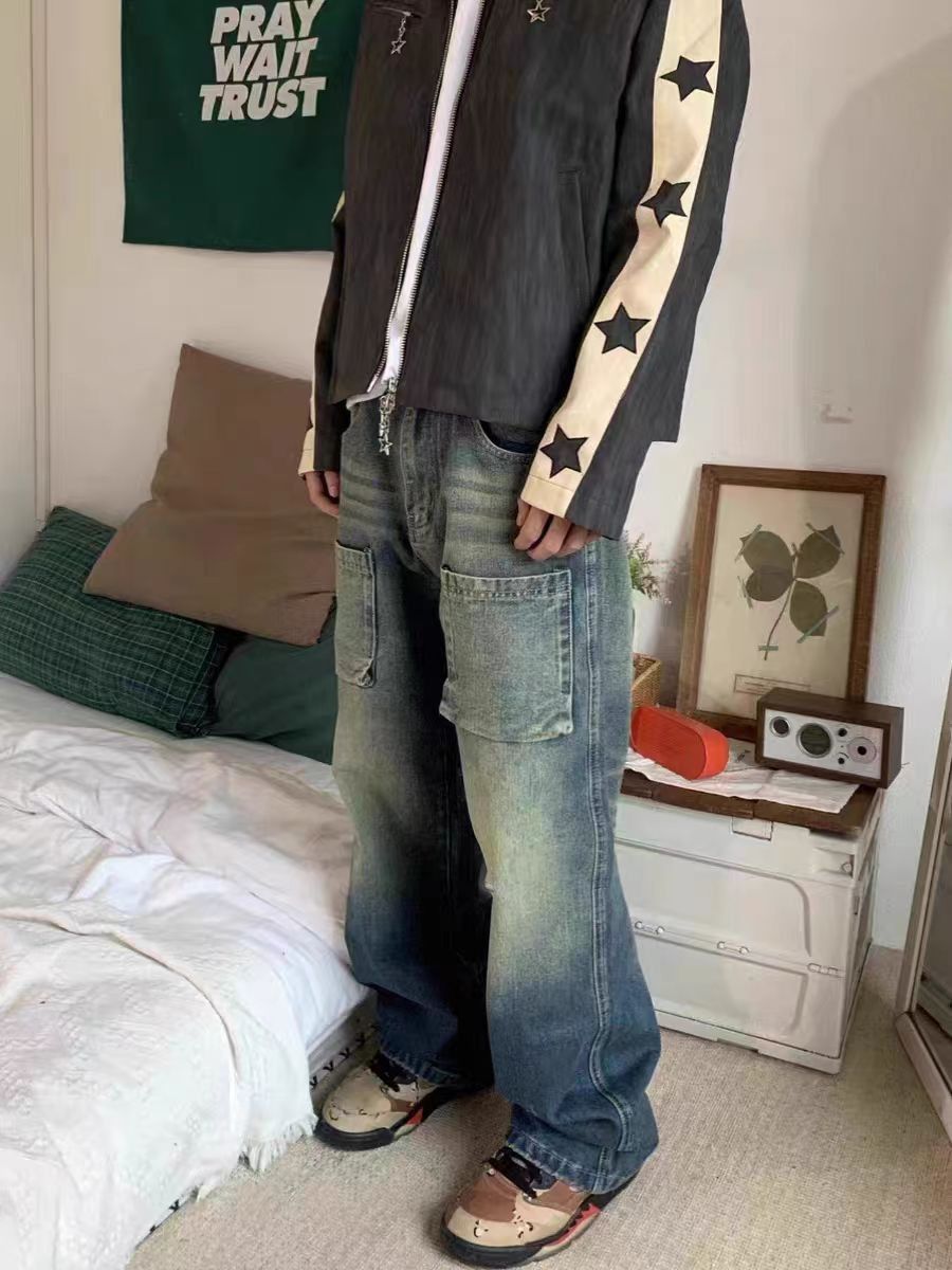 Japanese Brand × Jean Vintage yellowish workwear baggy high street jeans Size US 34 / EU 50 - 1 Thumbnail