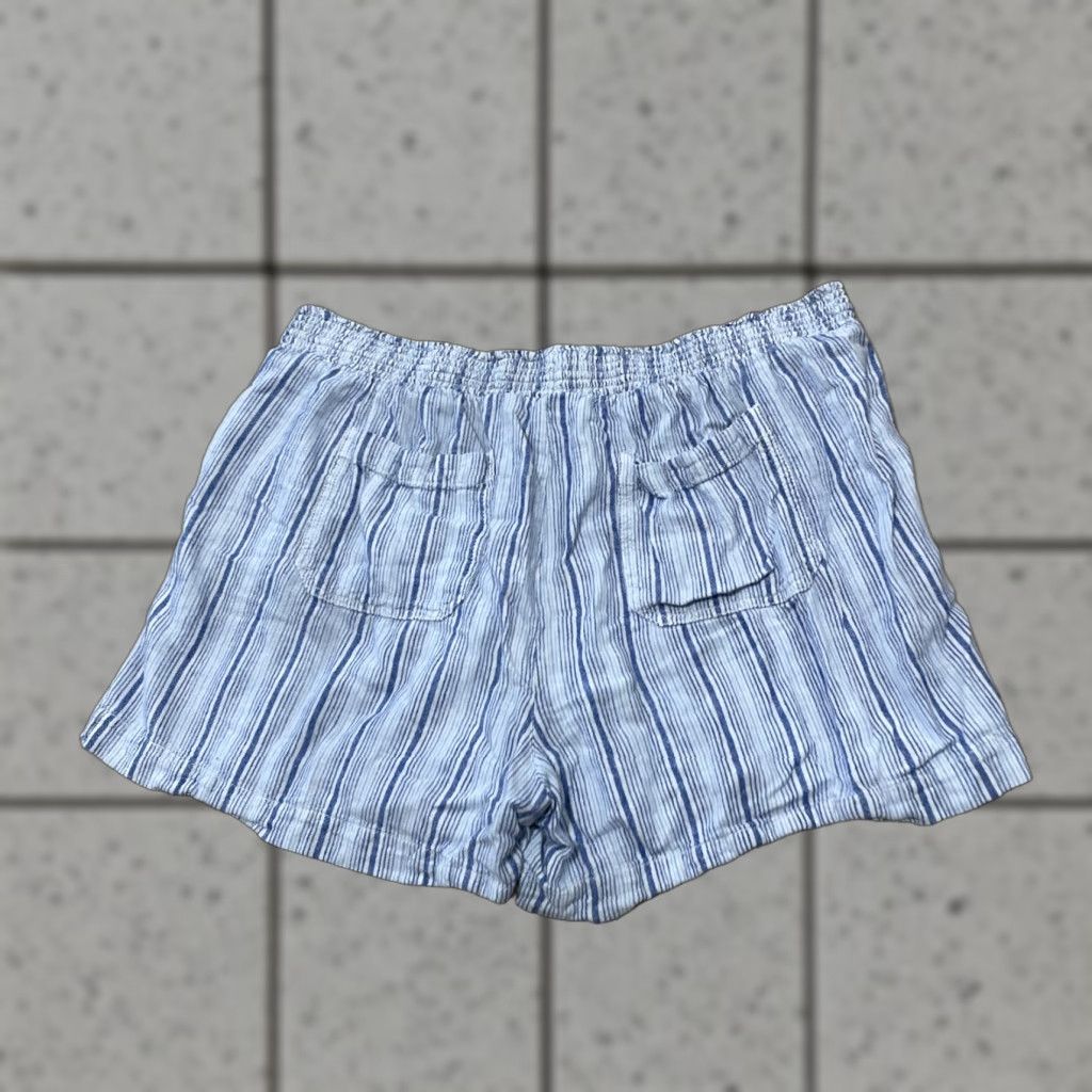 Vintage VINTAGE Briggs Light Linen Shorts Women XL Blue White Lace Drawstring Coastal Boho 36x4 Size 40" / US 18 - 1 Thumbnail