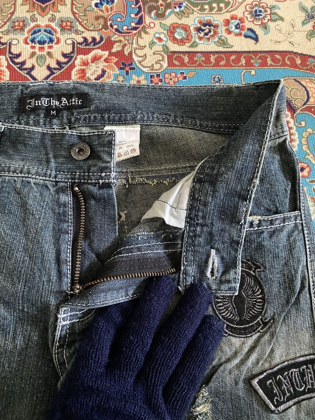 In The Attic In The Attic Japan Sublimation Patchwork Punk Denim Size US 31 - 12 Thumbnail