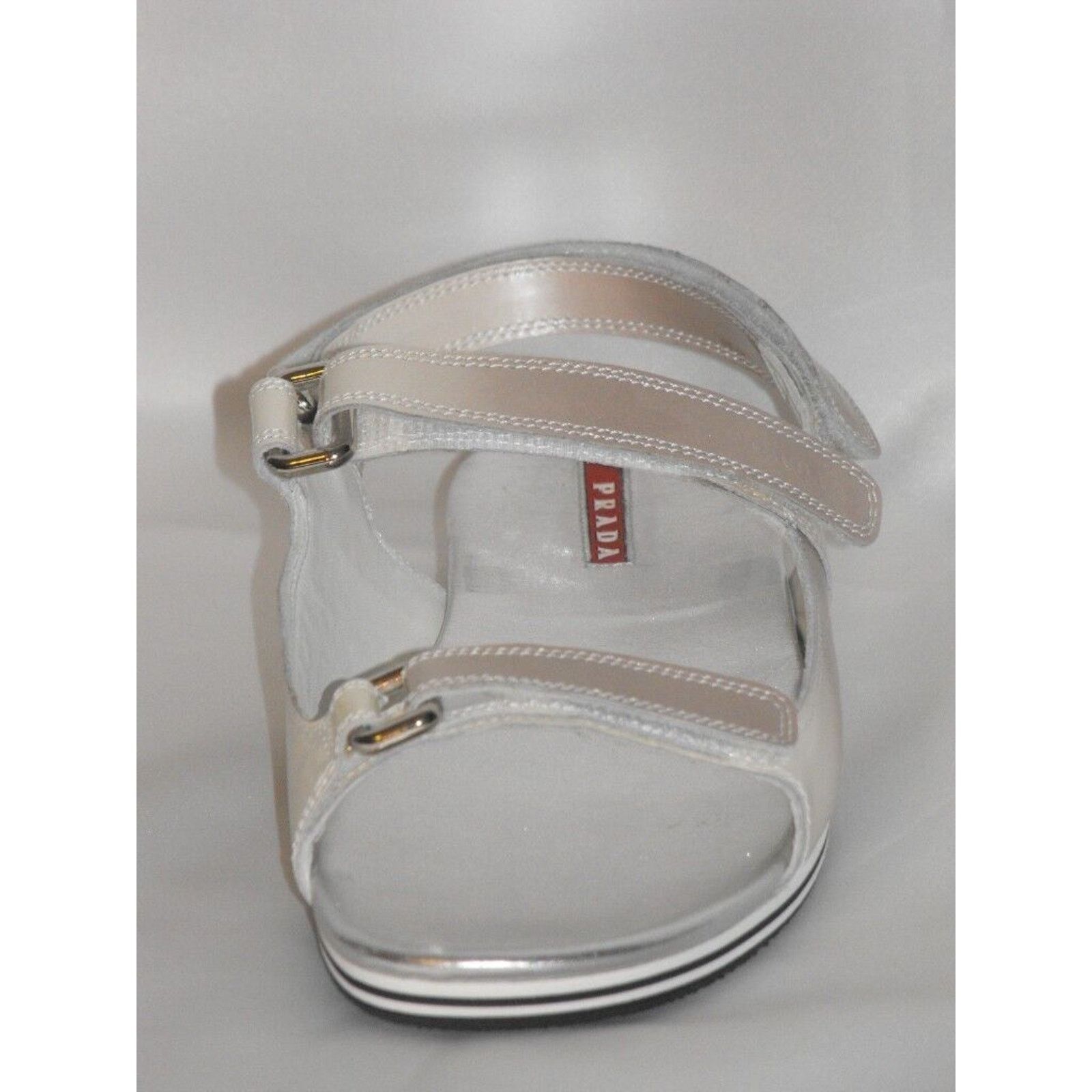 Prada PATENT OMBRE FUME LEATHER FLATS TWO TONES LOGO SANDALS 36.5 Size US 6.5 / IT 36.5 - 5 Thumbnail
