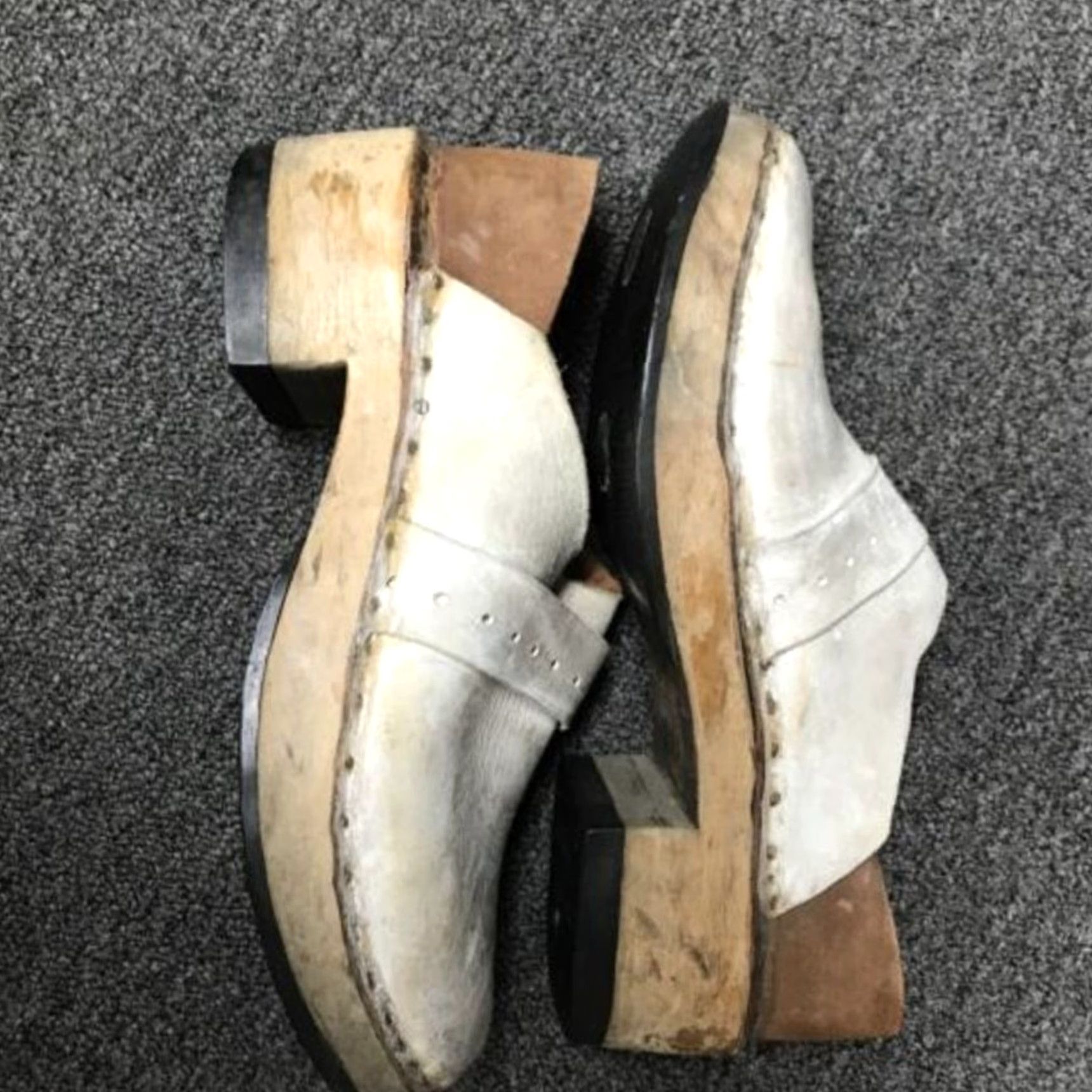 Vintage VINTAGE Handmade Clog Mule Women Leather White Brown Goodyear Soles 7 Accessories Size US 7 / IT 37 - 6 Thumbnail