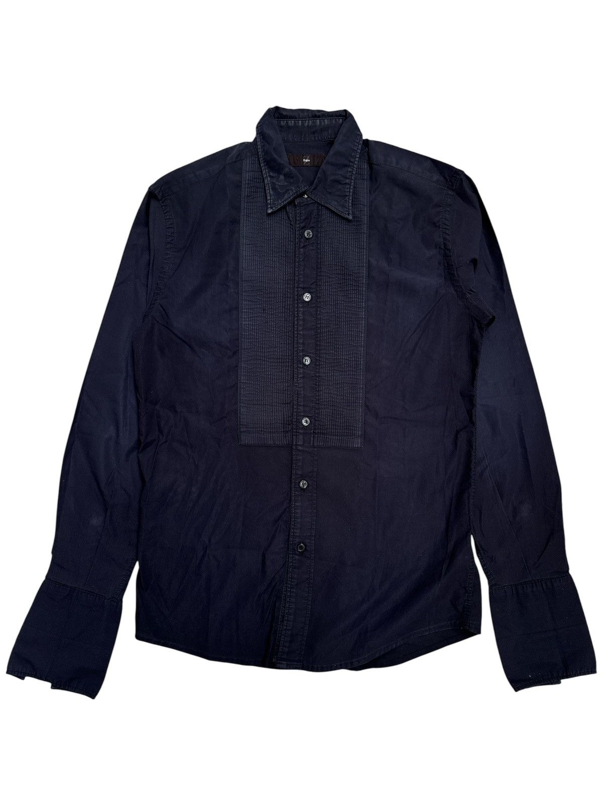 Ermenegildo Zegna Washed Black Tuxedo Shirt Size US M / EU 48-50 / 2 - 1 Thumbnail