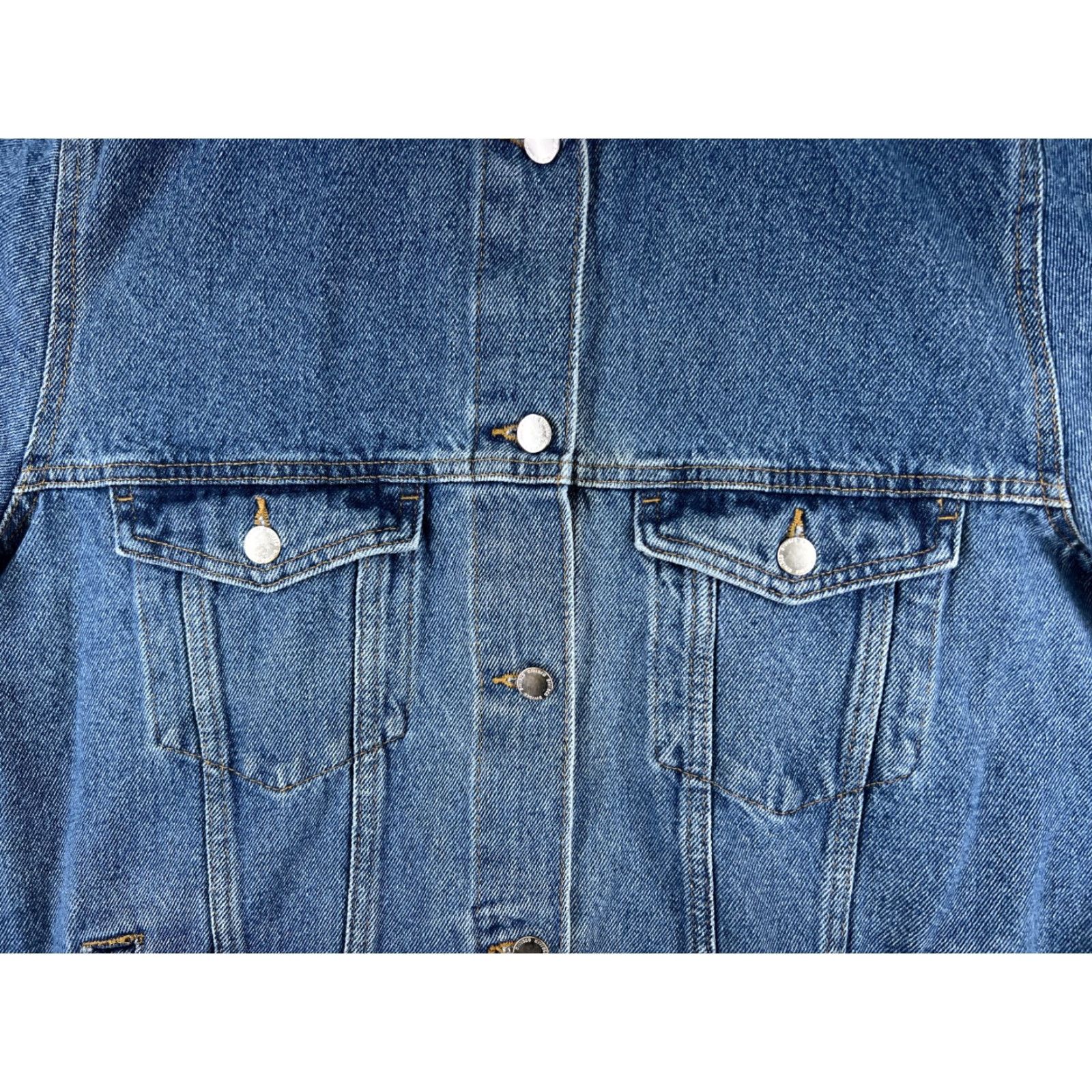 Denime VINTAGE Divided by H&M Denim Jacket Women's 4 Blue Medium Wash Trucker Button Up Cotton 80s 90s Mens Womens Size XL / US 12-14 / IT 48-50 - 6 Thumbnail