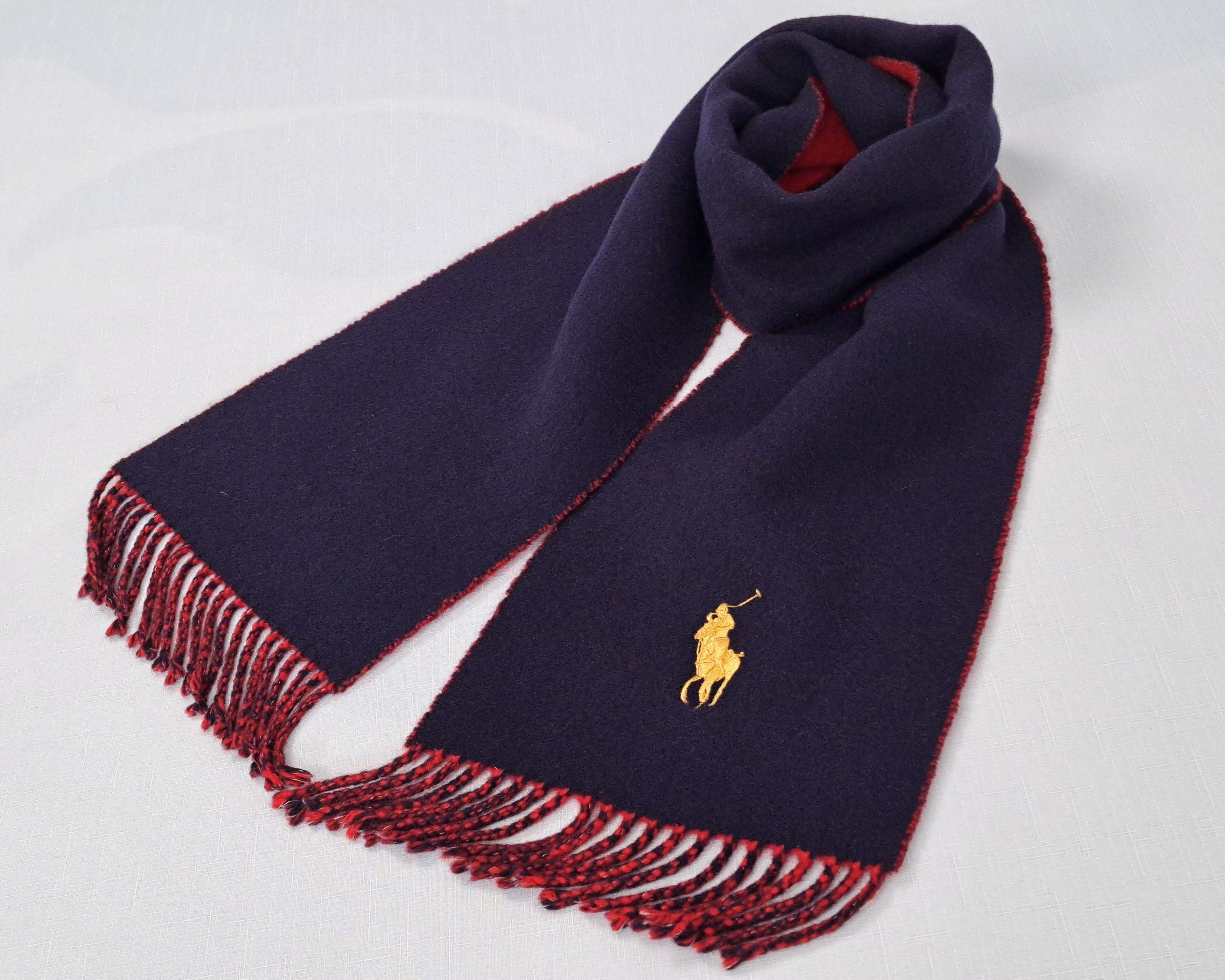Polo Ralph Lauren Polo Ralph Lauren embroidered big pony logo bicolore scarf. Size ONE SIZE - 4 Thumbnail