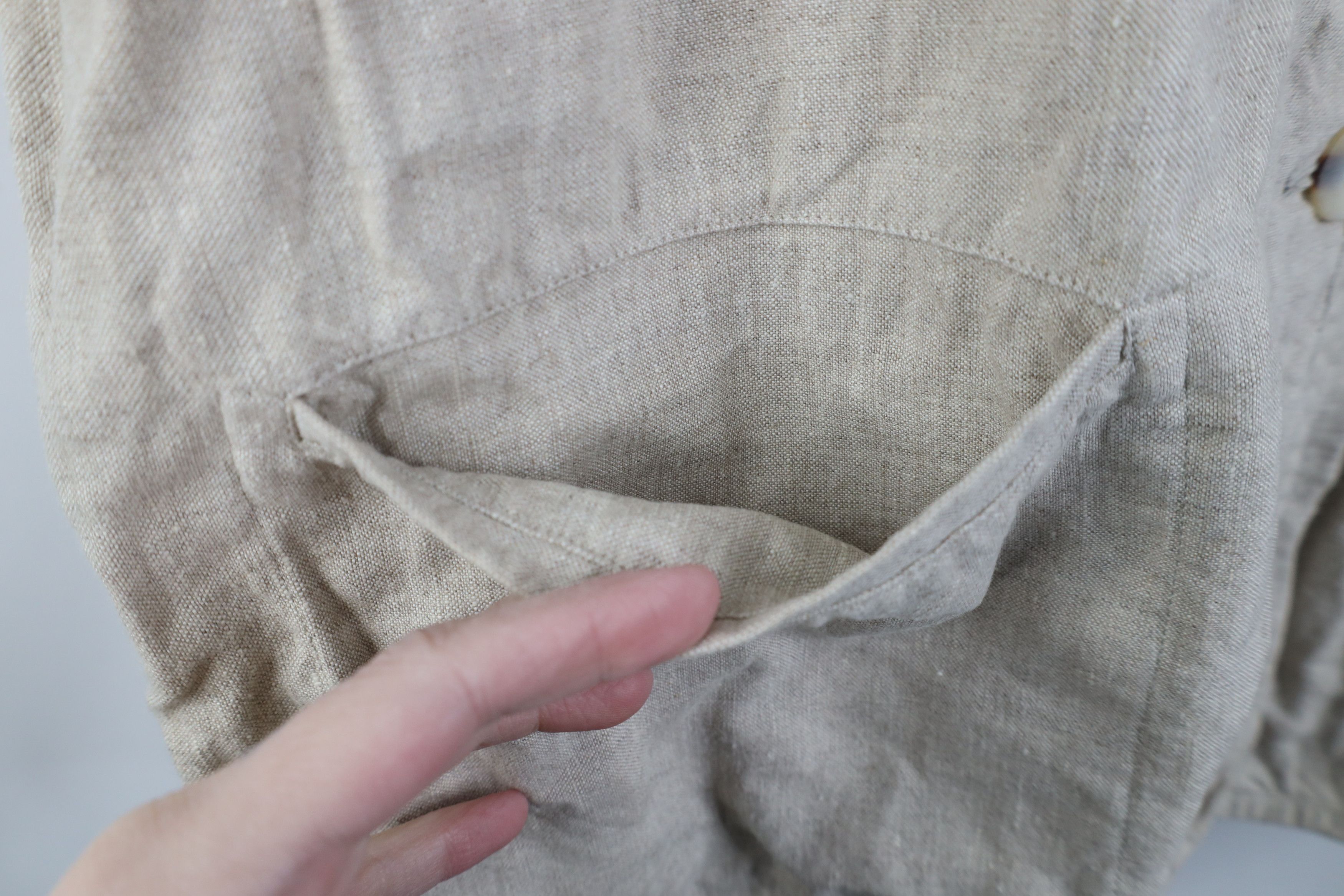Gap Vintage 90s Gap Linen Button Pocket Jacket Oatmeal Brown Size M / US 6-8 / IT 42-44 - 7 Thumbnail