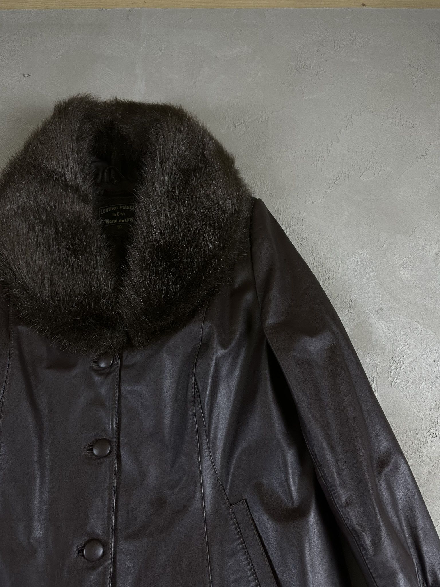 Genuine Leather 80s Leather Fur Avant Garde Coat Japan Hype Size L / US 10 / IT 46 - 4 Thumbnail