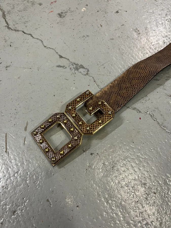Dolce & Gabbana 2000s Dolce & Gabbana Snake Effect Brown Leather Belt Size ONE SIZE - 5 Thumbnail