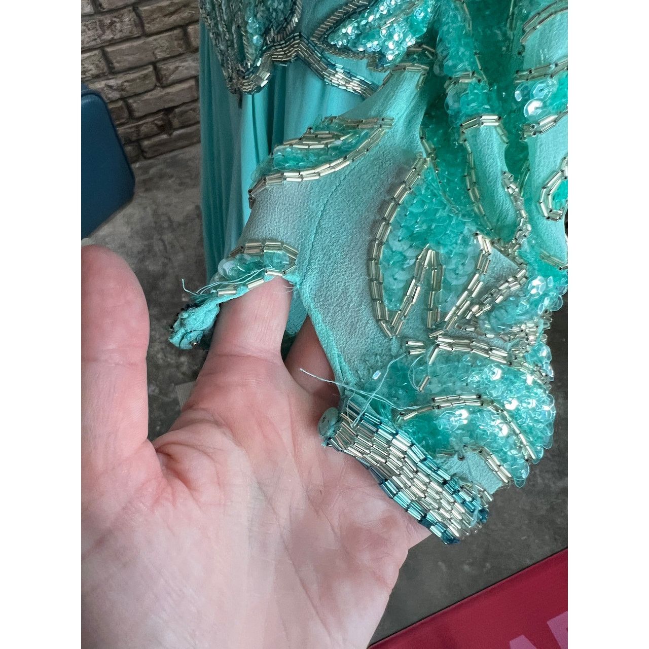 Other dress formal beaded 100% silk swing skirt shoulder pads blue Size M / US 6-8 / IT 42-44 - 7 Thumbnail