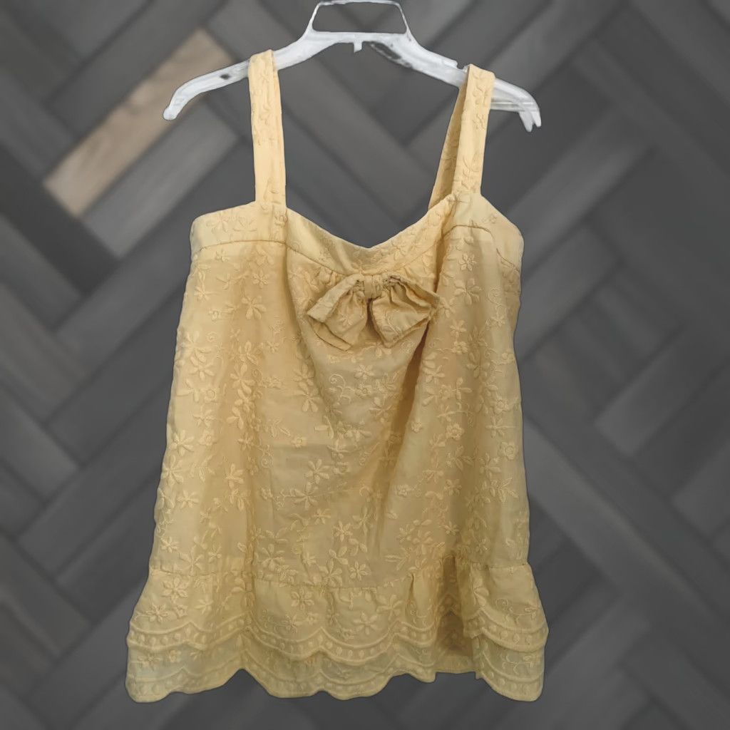 Juicy Couture VINTAGE Juicy Couture Women's Tank Top Ruffle Yellow Floral M Cotton Size M / US 6-8 / IT 42-44 - 1 Thumbnail