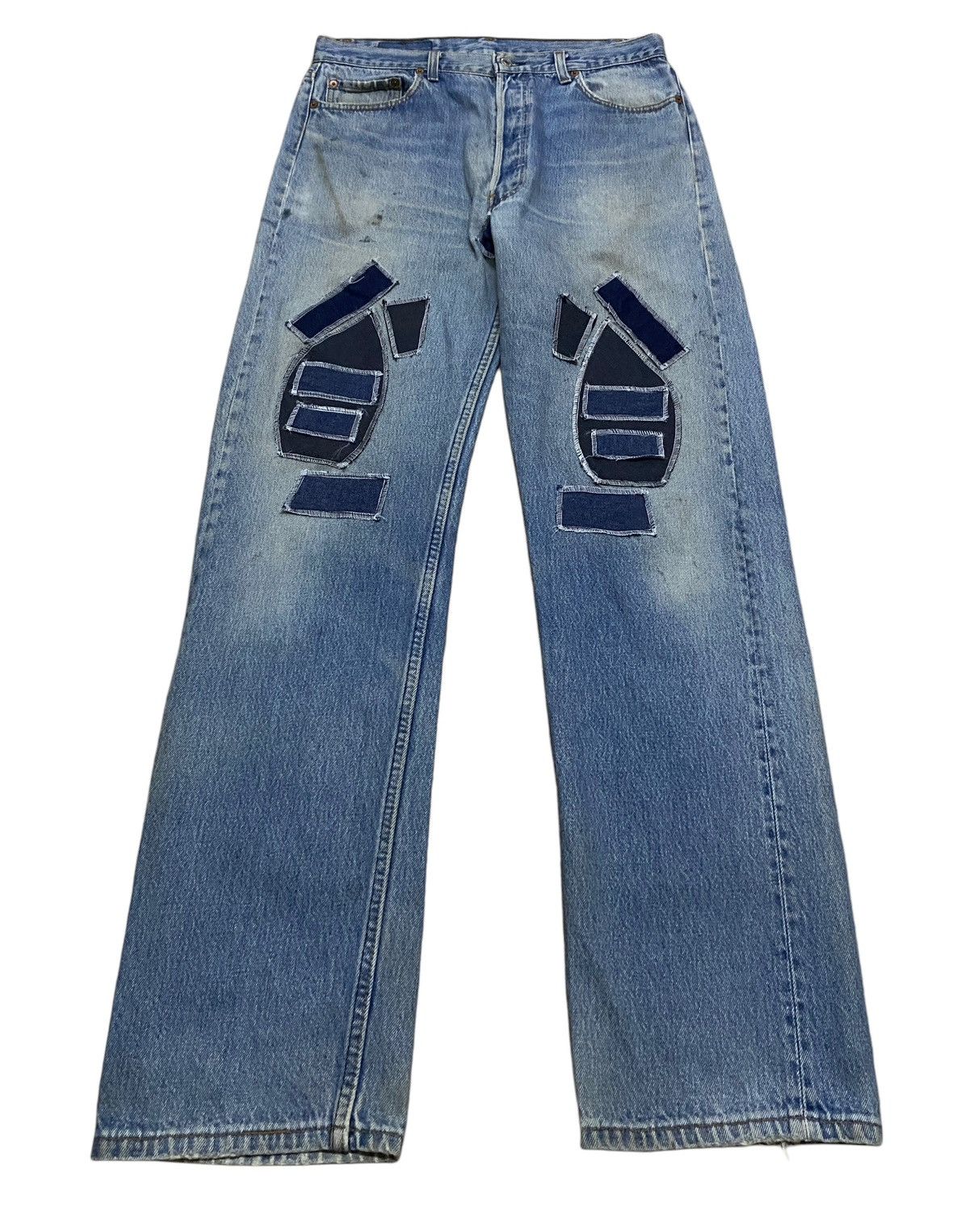 Levi's × Vintage Rare Design Vintage Brand Levis 501 Patchwork Jeans 1990s Size US 36 / EU 52 - 1 Thumbnail