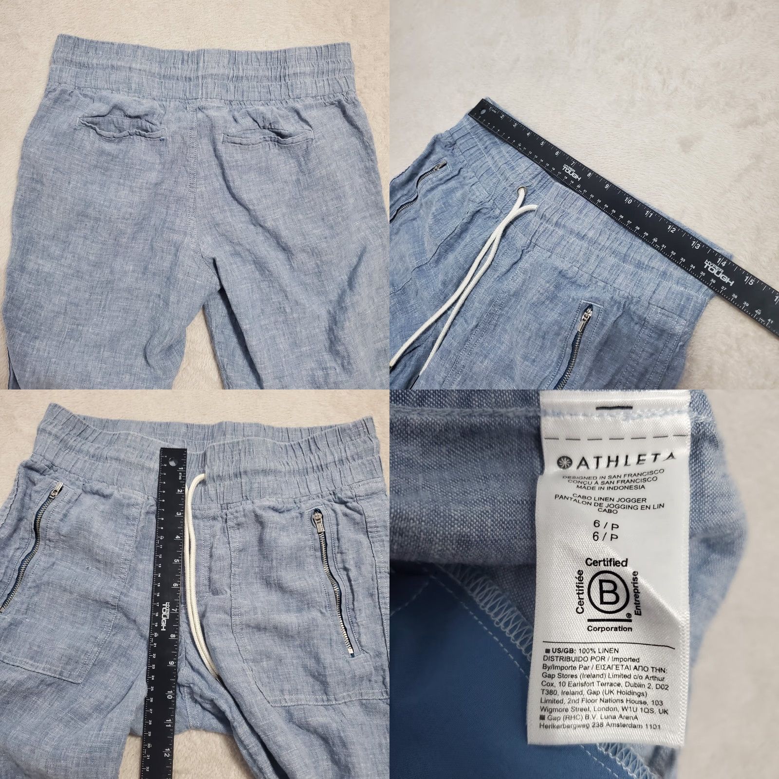 Athleta Athleta Pants Women 6P Blue Cabo Linen Jogger Elastic Waist Zip Pockets Beachy Size 28" / US 6 / IT 42 - 8 Thumbnail