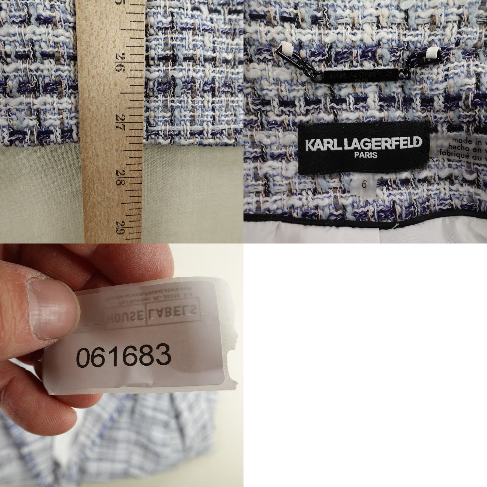 Karl Lagerfeld Karl Lagerfeld Blazer Womens 6 Blue White Tapestry Sport Coat Two Button Lined Size M / US 6-8 / IT 42-44 - 8 Thumbnail