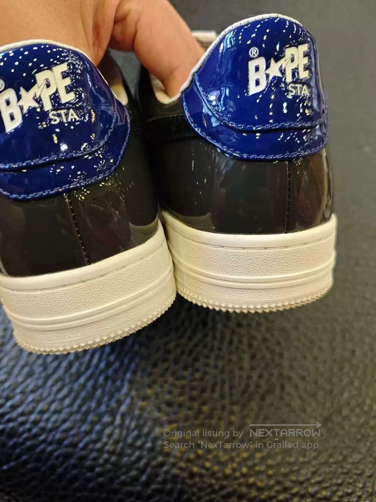Bape BAPESTA Patent Leather Blue Low-Top Sneakers. Size US 9 / EU 42 - 3 Thumbnail
