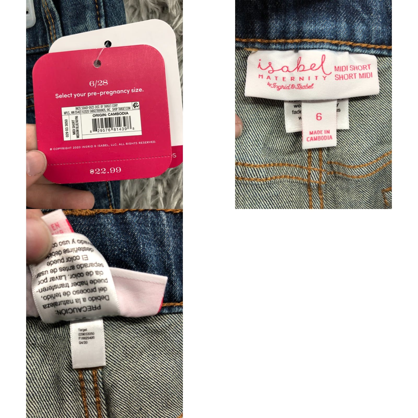 Denime Ingrid & Isabel Maternity Denim Blue Jeans Mid Rise Dark Wash 5-Pocket 28" Waist Short Womens Size 6 Size 28" / US 6 / IT 42 - 8 Thumbnail