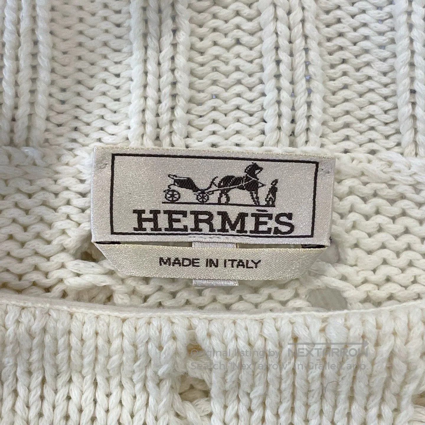Hermes HERMES Beige Open-Knit Sweater M. Size US M / EU 48-50 / 2 - 5 Thumbnail
