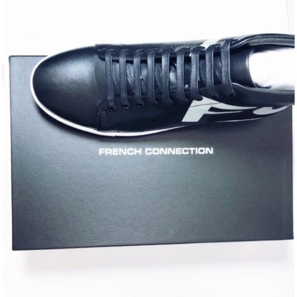 French Connection French Connection Mens Black White Logo Leather High Top Sne Size US 10.5 / EU 43-44 - 6 Thumbnail