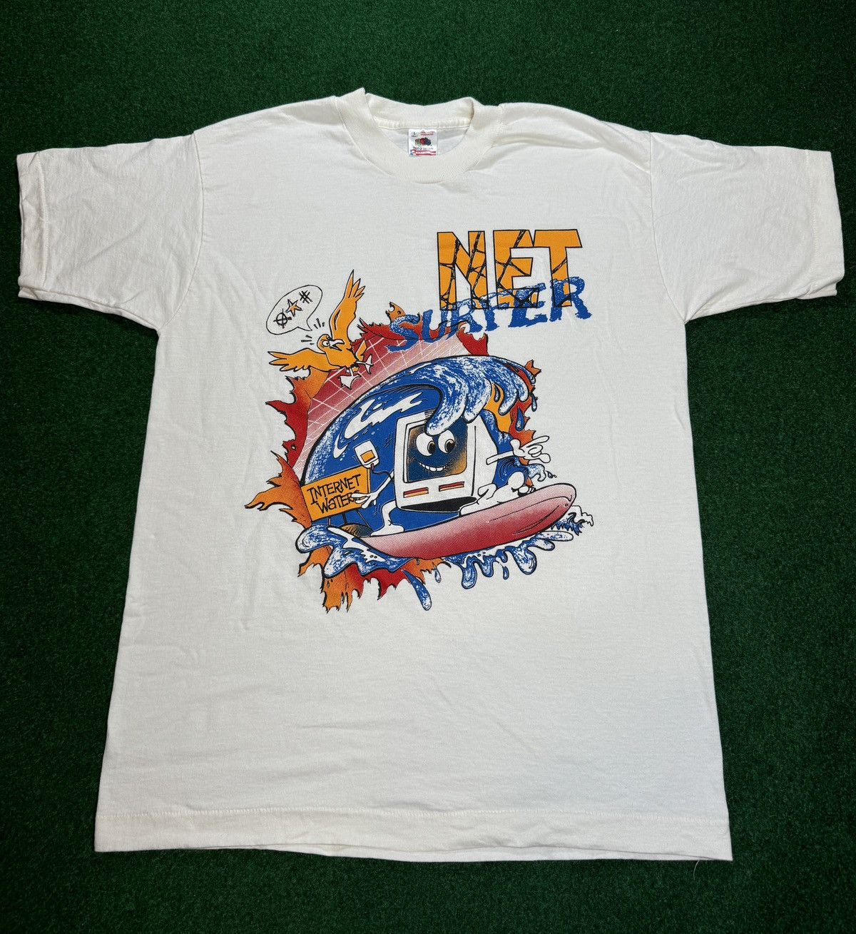 Fruit Of The Loom × Vintage Vintage 90s RARE Net Surfer Early World Wide Web T Shirt Size US L / EU 52-54 / 3 - 1 Thumbnail