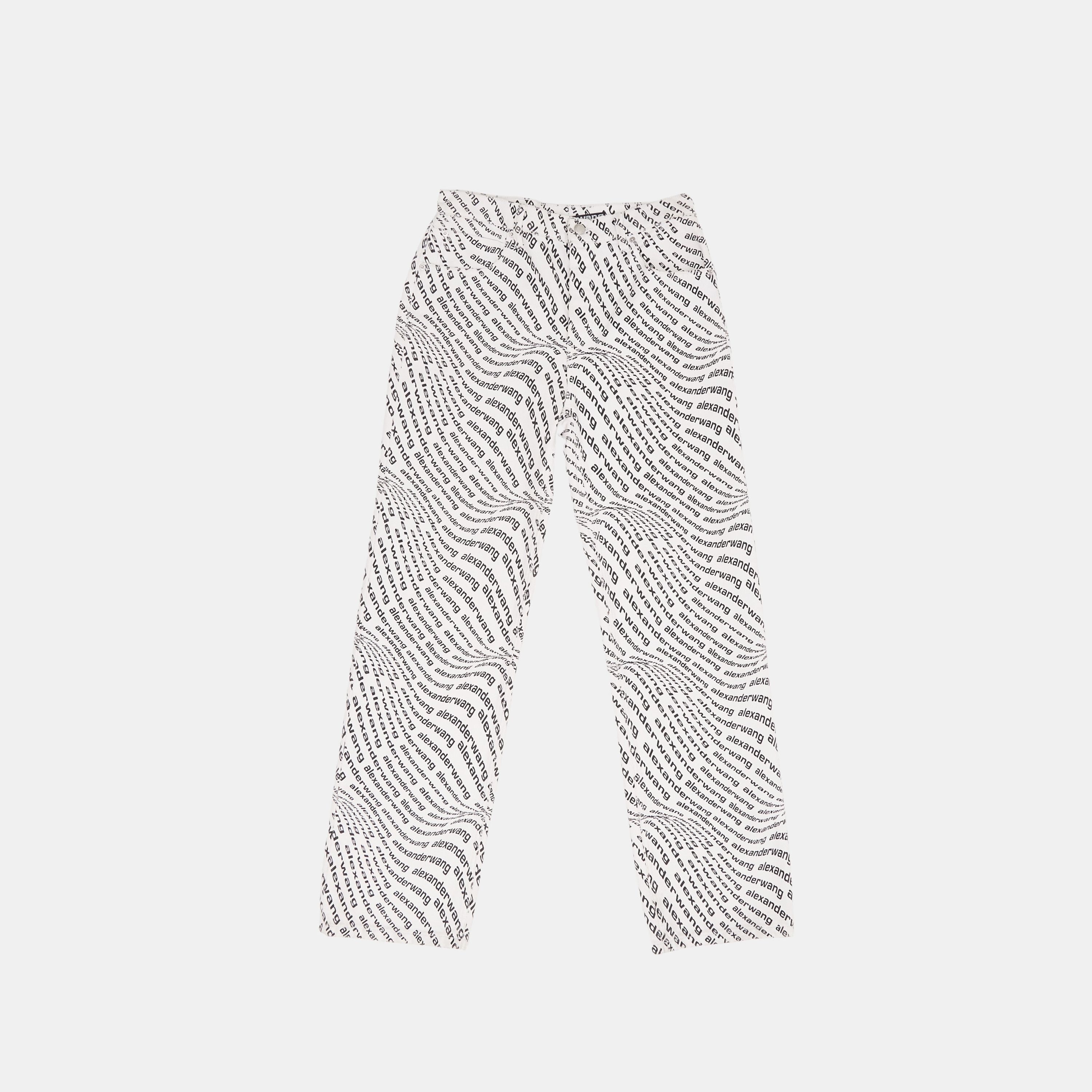image of Alexander Wang Skater Jeans Allover Logo Wave White, Women's (Size 26)