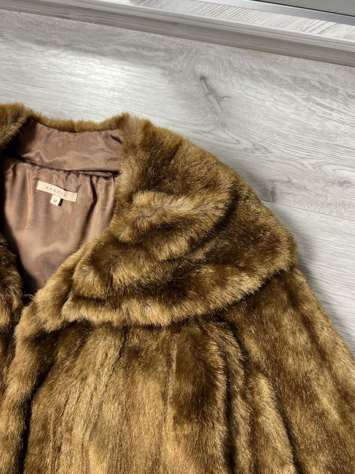 Sandro Sandro Paris Faux Fur Cropped Jacket Brown Short Coat Size M Size M / US 6-8 / IT 42-44 - 5 Thumbnail