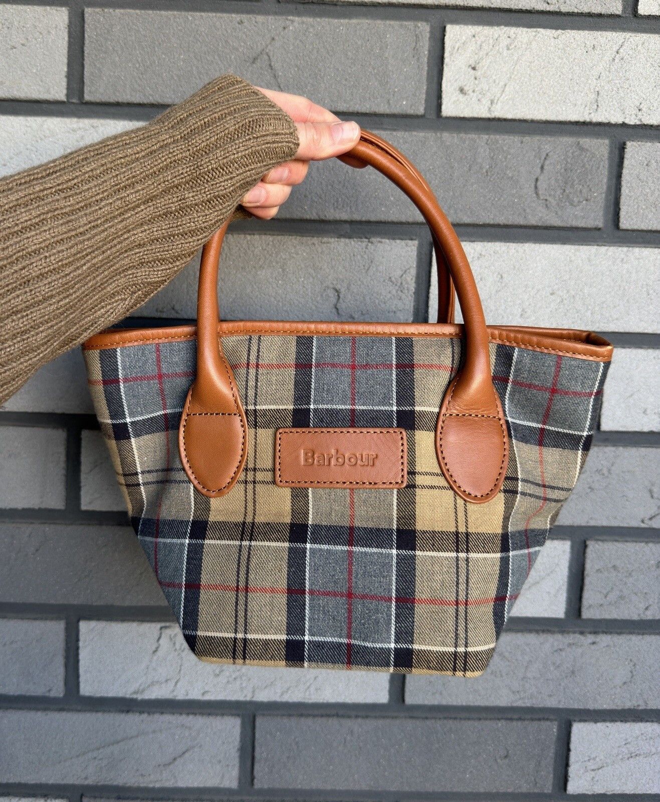 Barbour Barbour Tartan Plaid Hand Small Tote Bag Cotton Size ONE SIZE - 2 Thumbnail