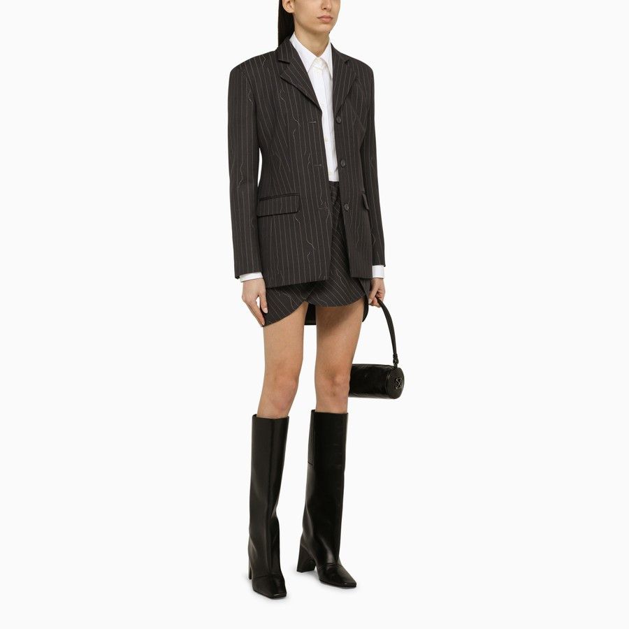Off-White o1d2blof0924 Wool Blend Single-Breasted Pinstripe Jacket Size S / US 4 / IT 40 - 2 Thumbnail